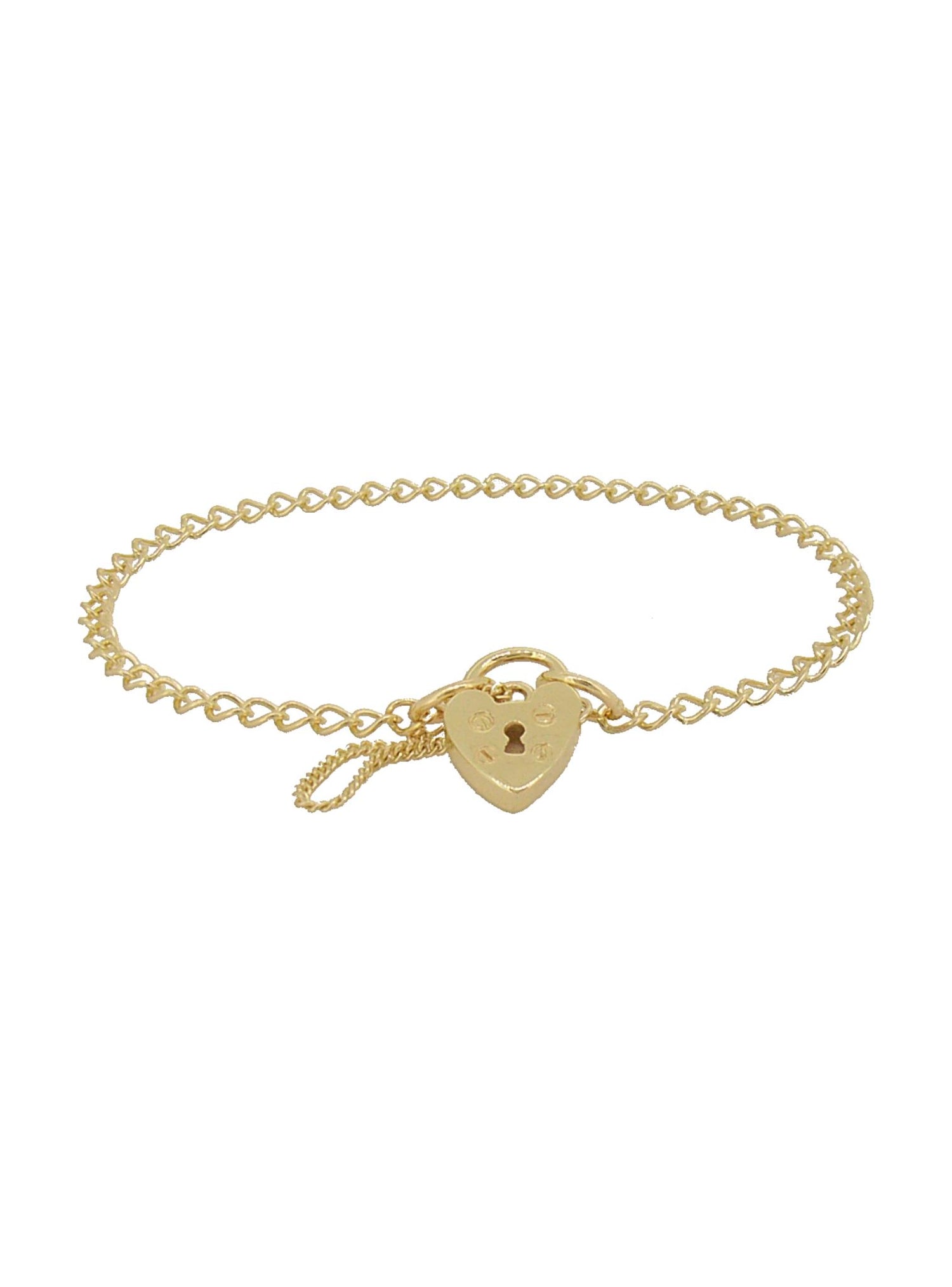 Solid Curb Padlock Baby Bracelet in 9ct Yellow Gold