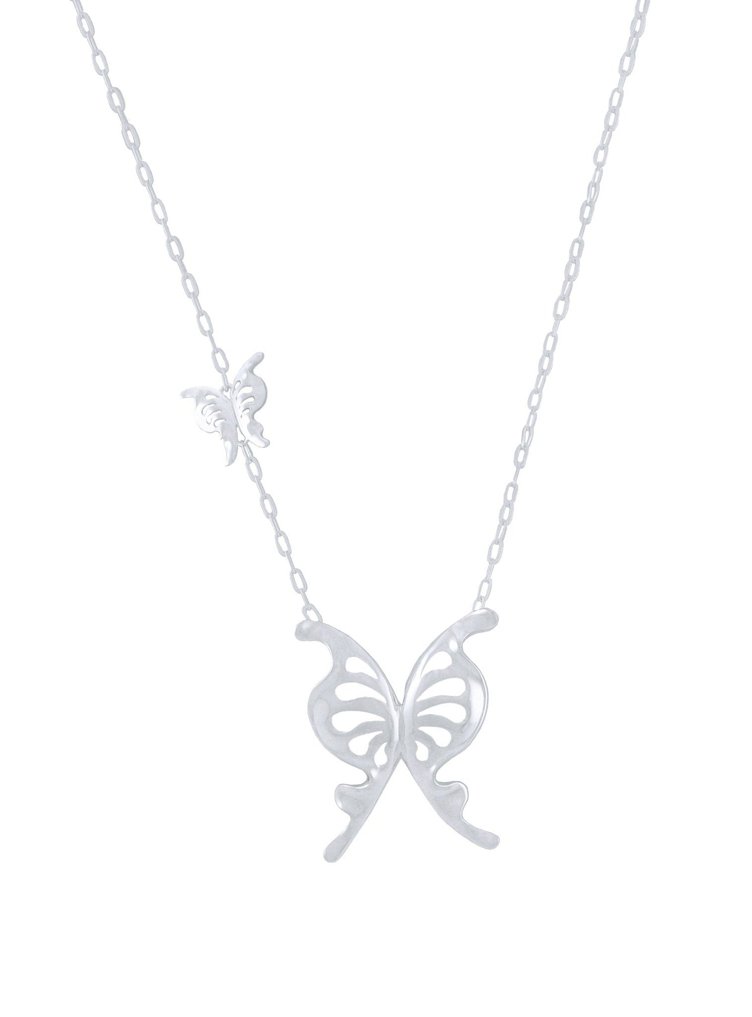 Pastiche Beautiful Large Butterfly Pendant Necklace in Sterling Silver