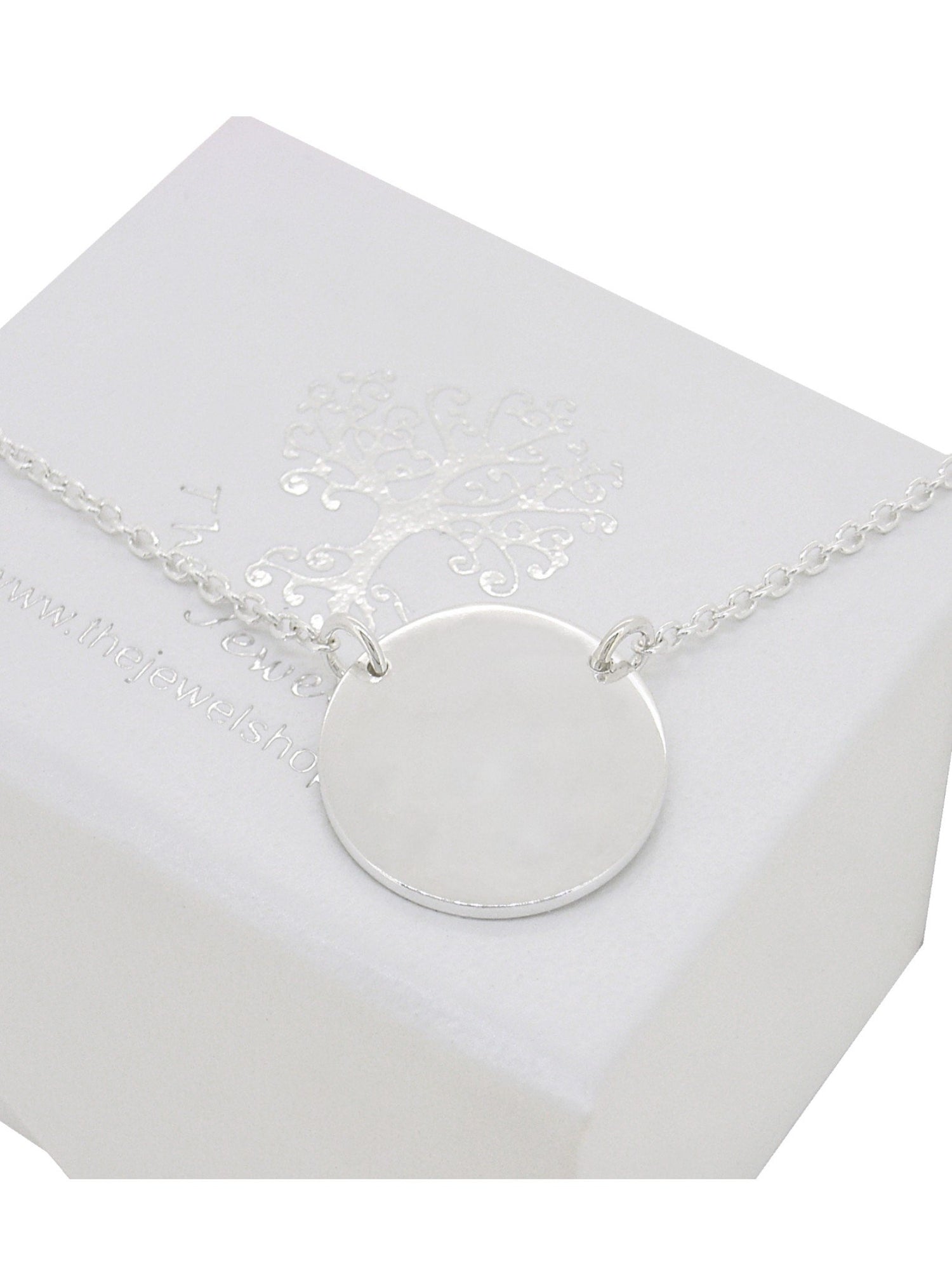 Sterling Silver 15mm Personalised Love Circle Coin Tag Charm Necklace