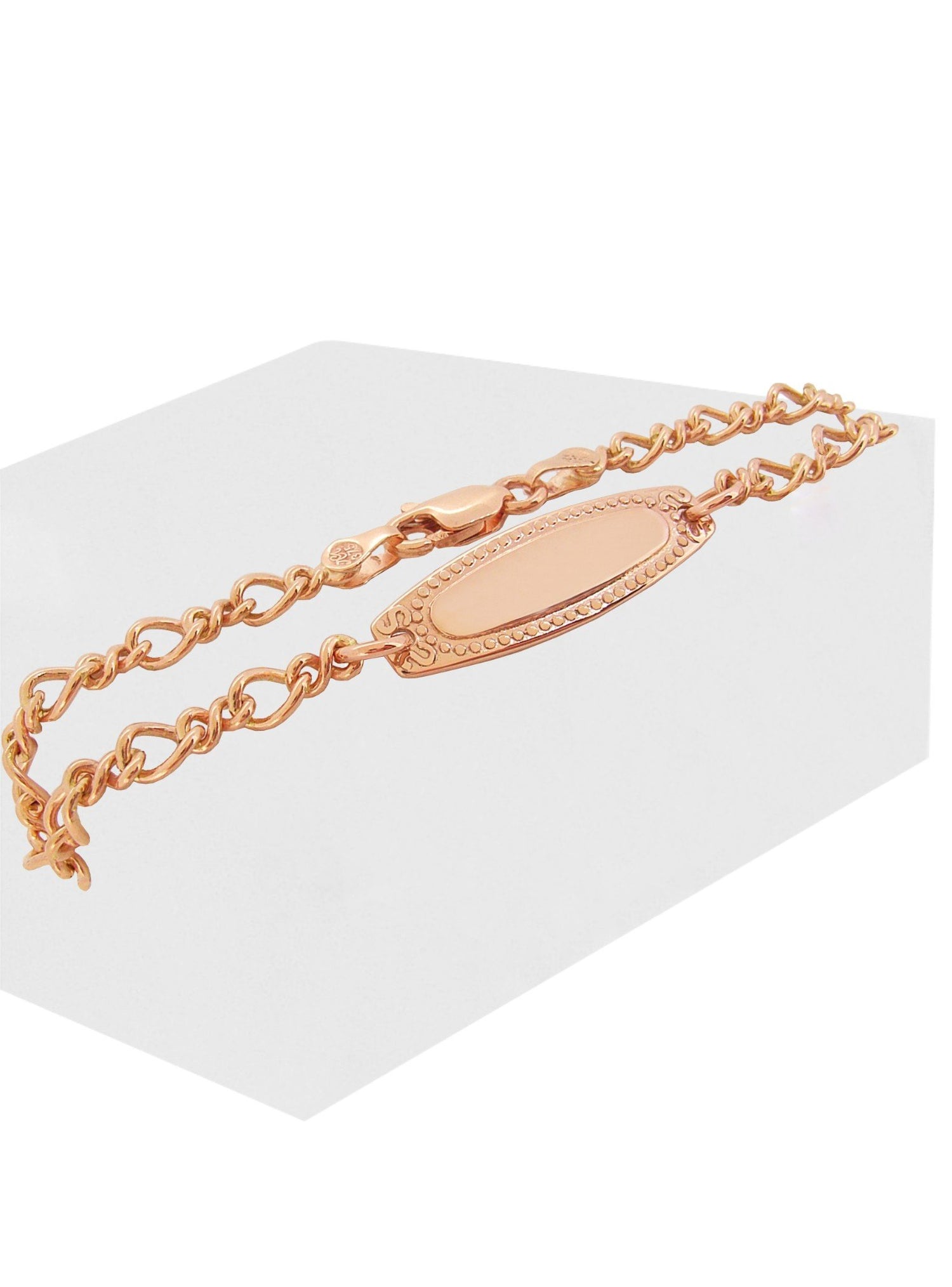 Baby Child Solid 9ct Rose Gold Figaro Identity Bracelet