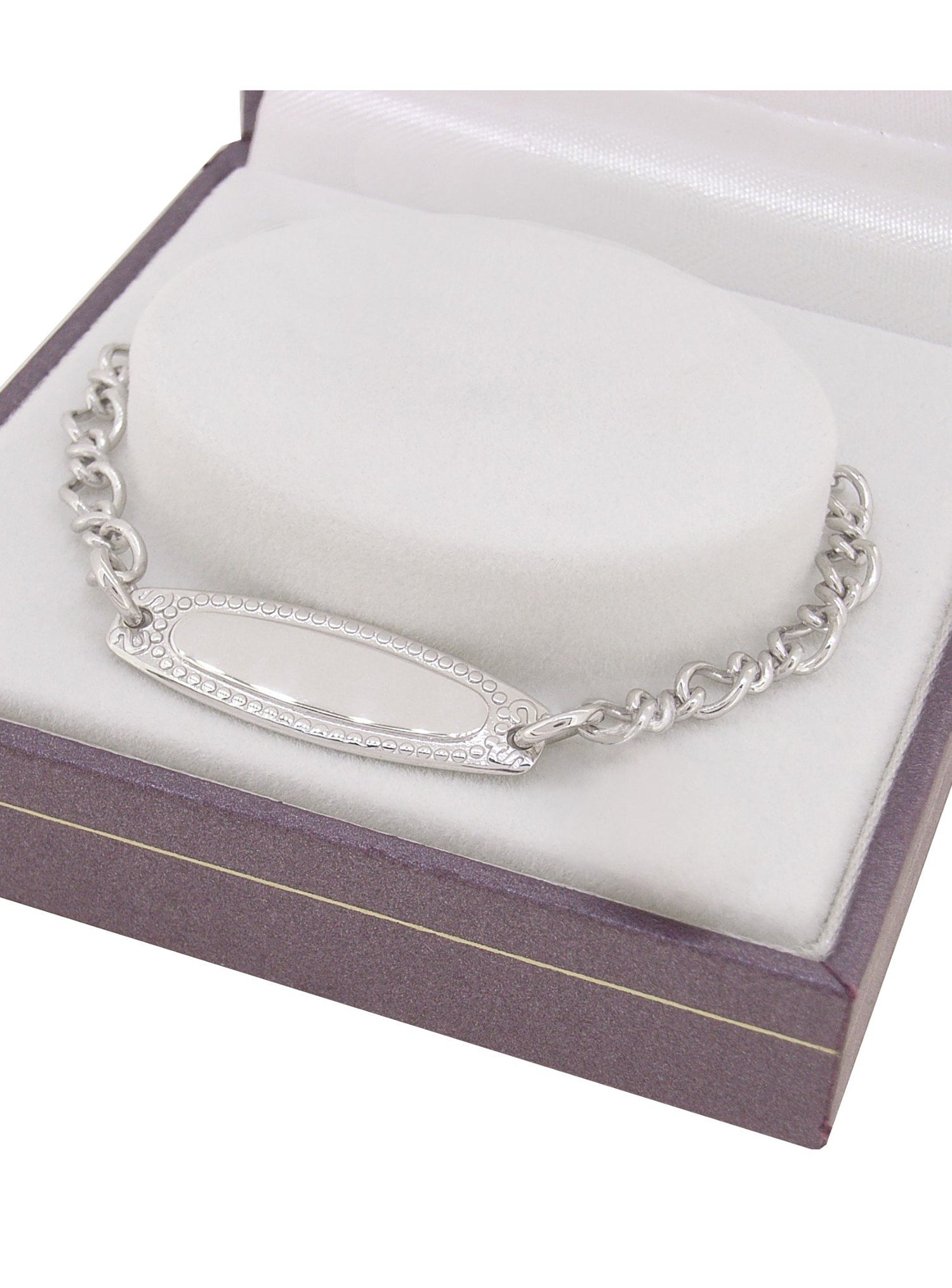 Baby Child Solid 9ct White Gold Figaro Identity Bracelet