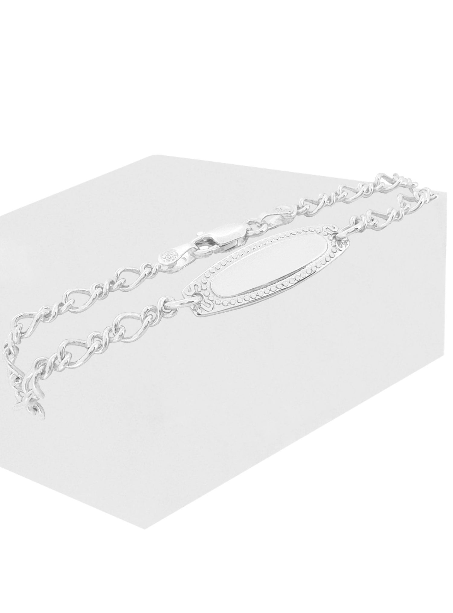 Baby Child Solid 9ct White Gold Figaro Identity Bracelet