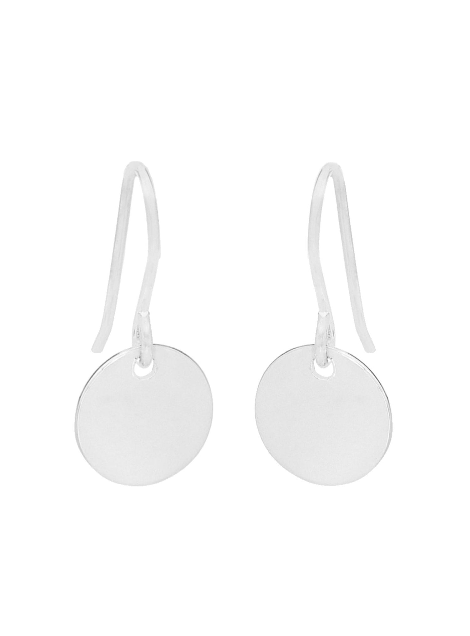 Circle Coin Tag Minimalist Sterling Silver Hook Earrings