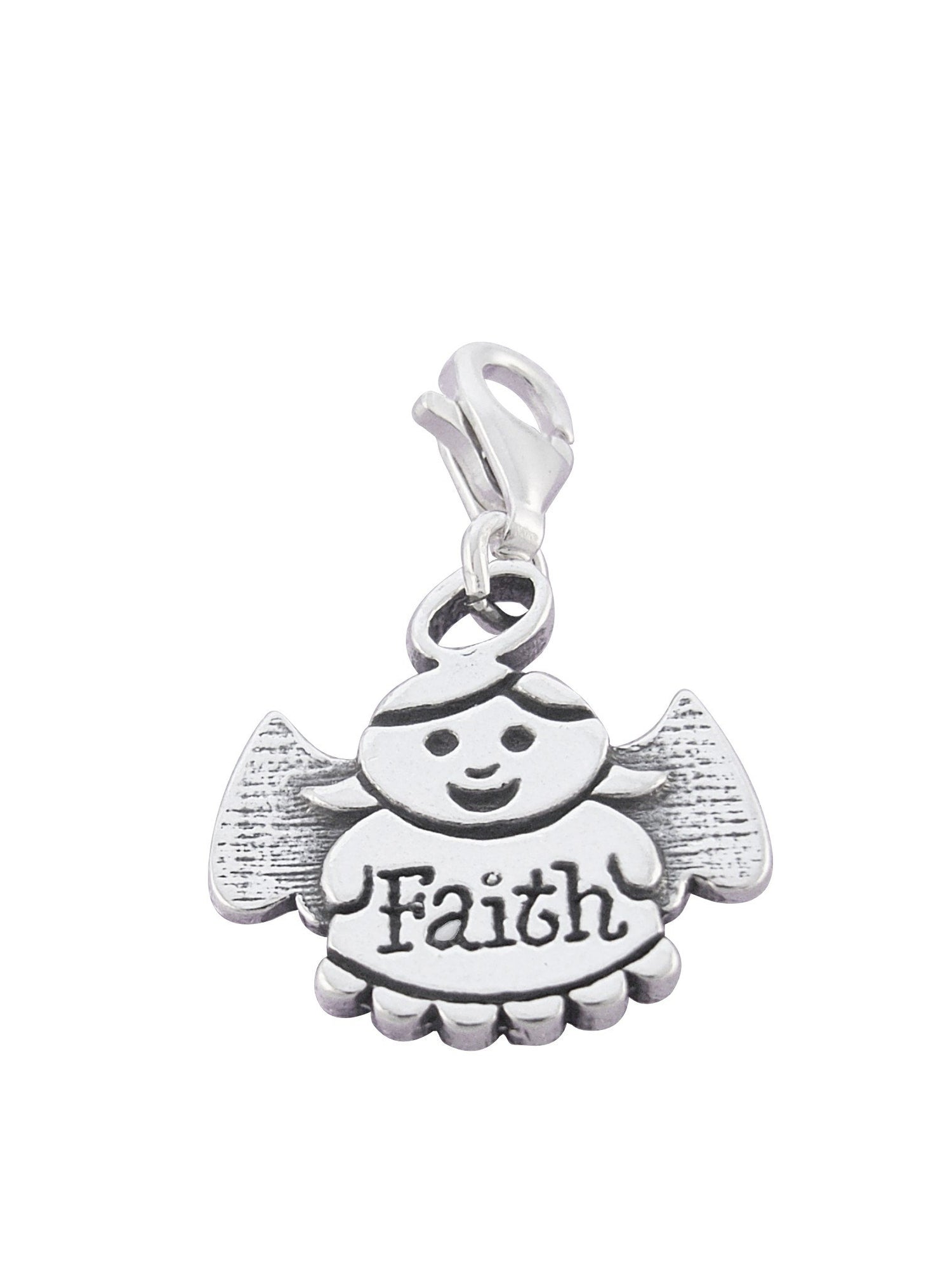 Guardian Angel of Faith Clip on Charm in Sterling Silver