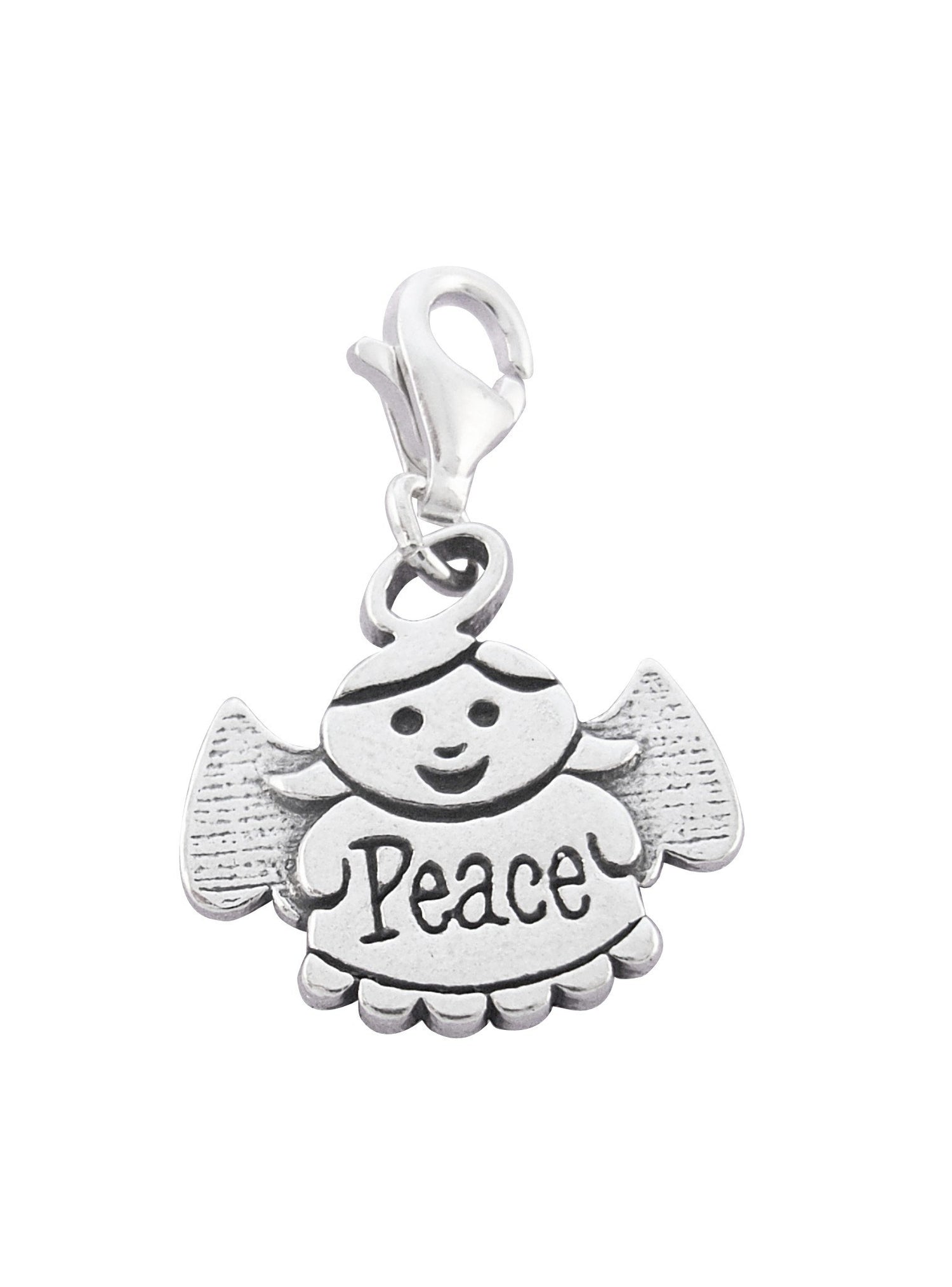 Guardian Angel of Peace Clip on Charm in Sterling Silver