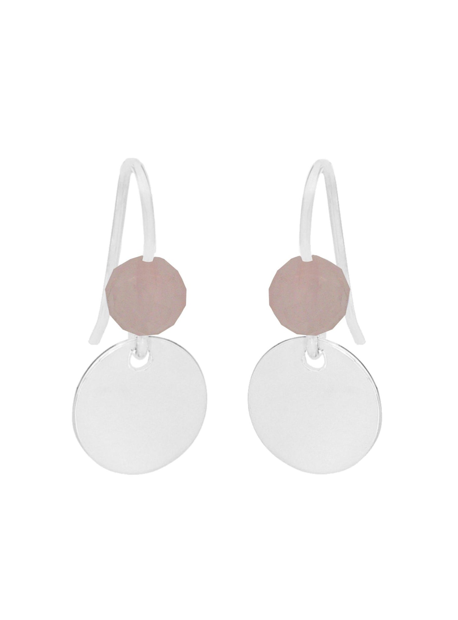 Allure Coin Tag Rose Quartz Facet Minimalist Earrings Love Britty