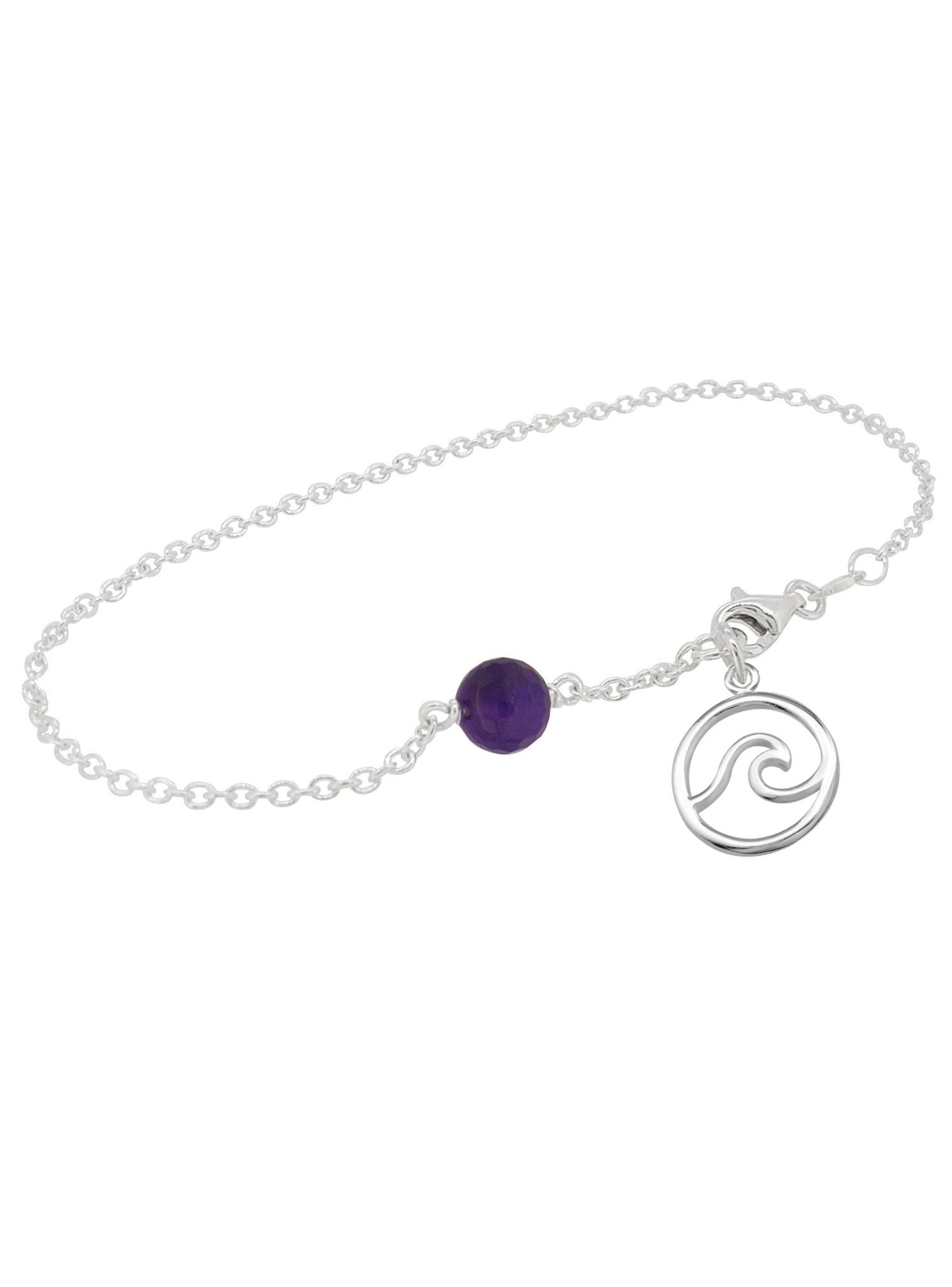 Ocean Wave Amethyst Facet Minimalist Charm Bracelet Love Britty