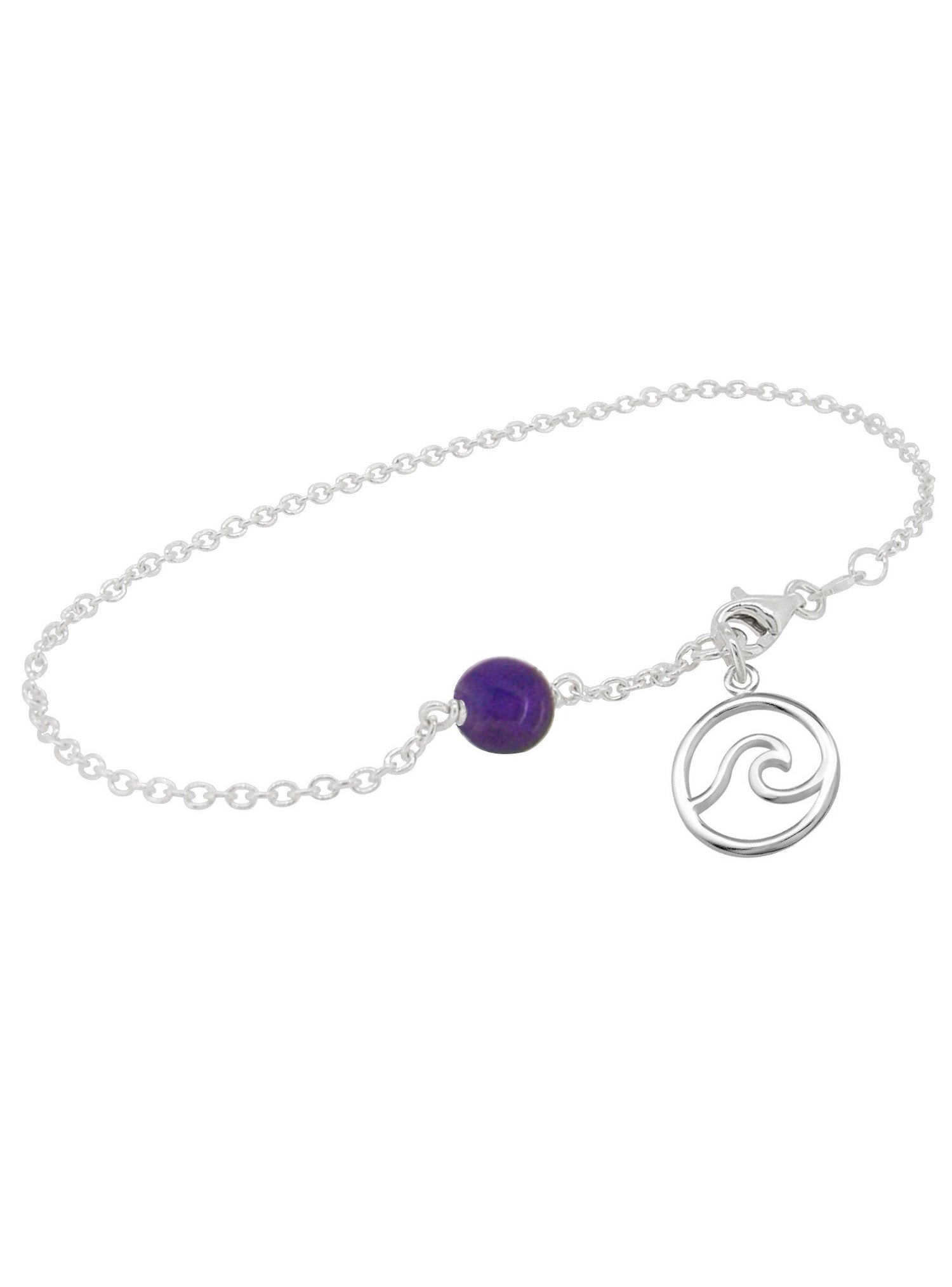 Ocean Wave Amethyst Minimalist Charm Bracelet Love Britty
