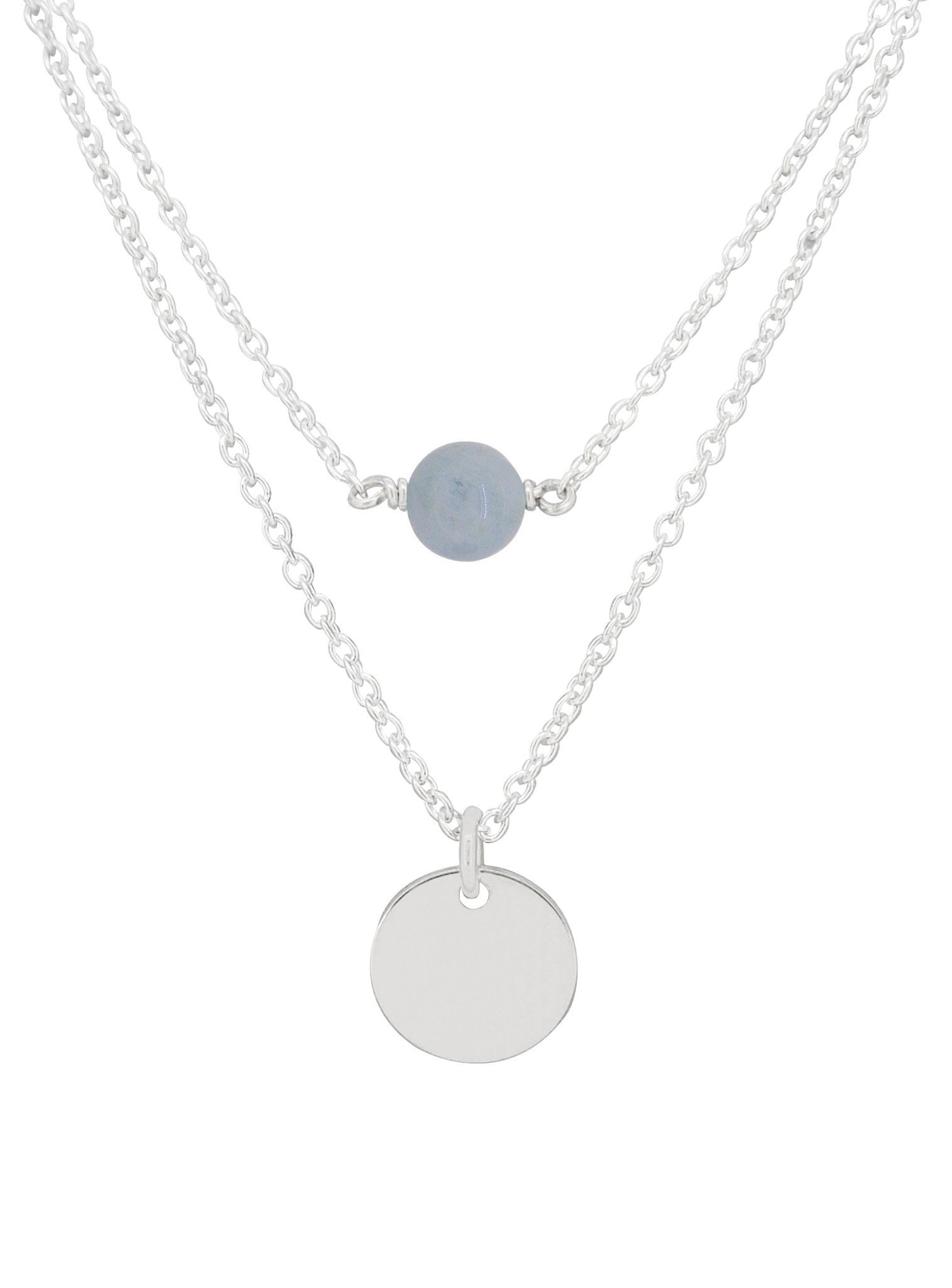 Allure Coin Tag Aquamarine Minimalist Layered Necklace Love Britty