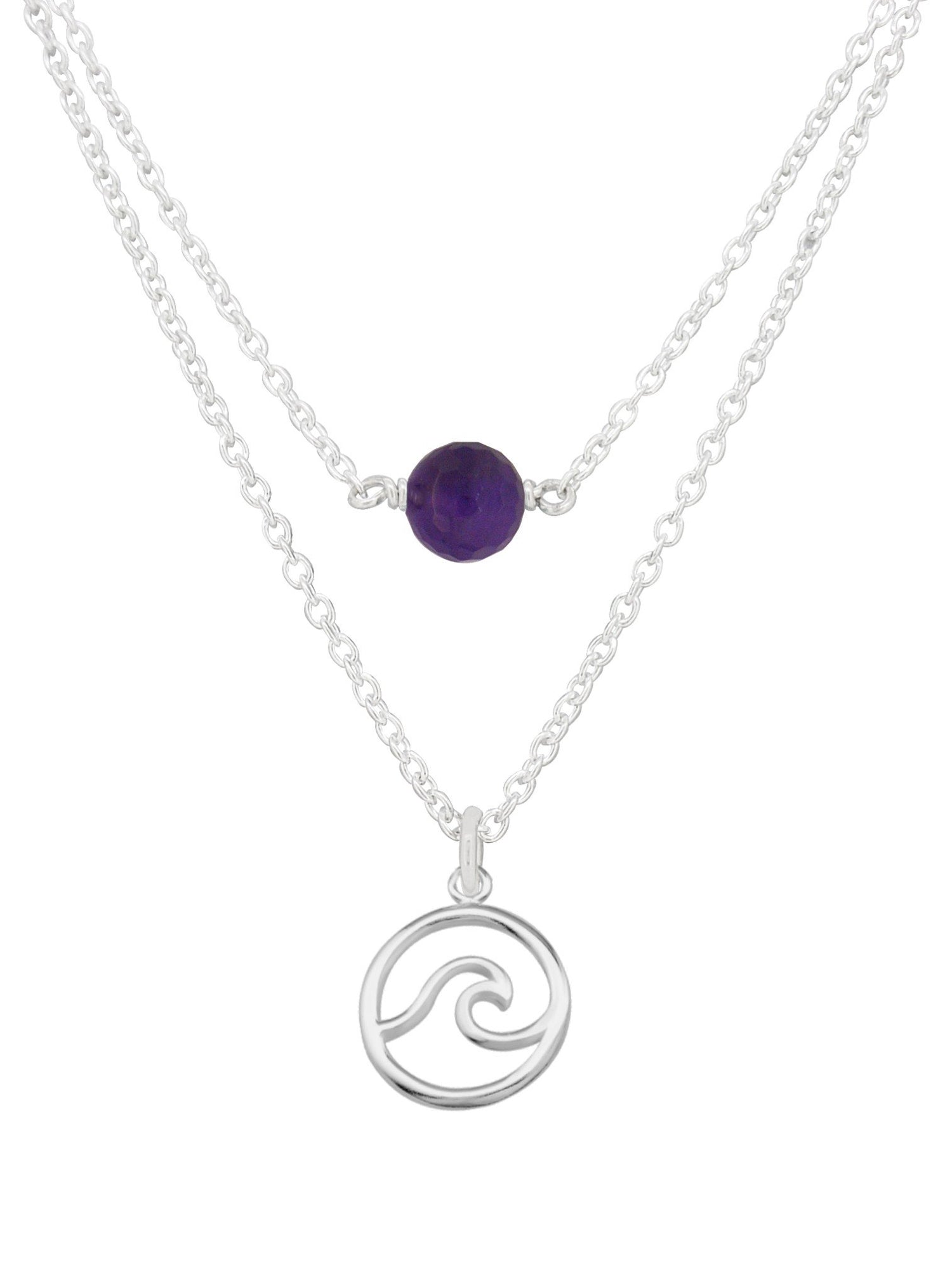Ocean Wave Amethyst Minimalist Layered Necklace Love Britty