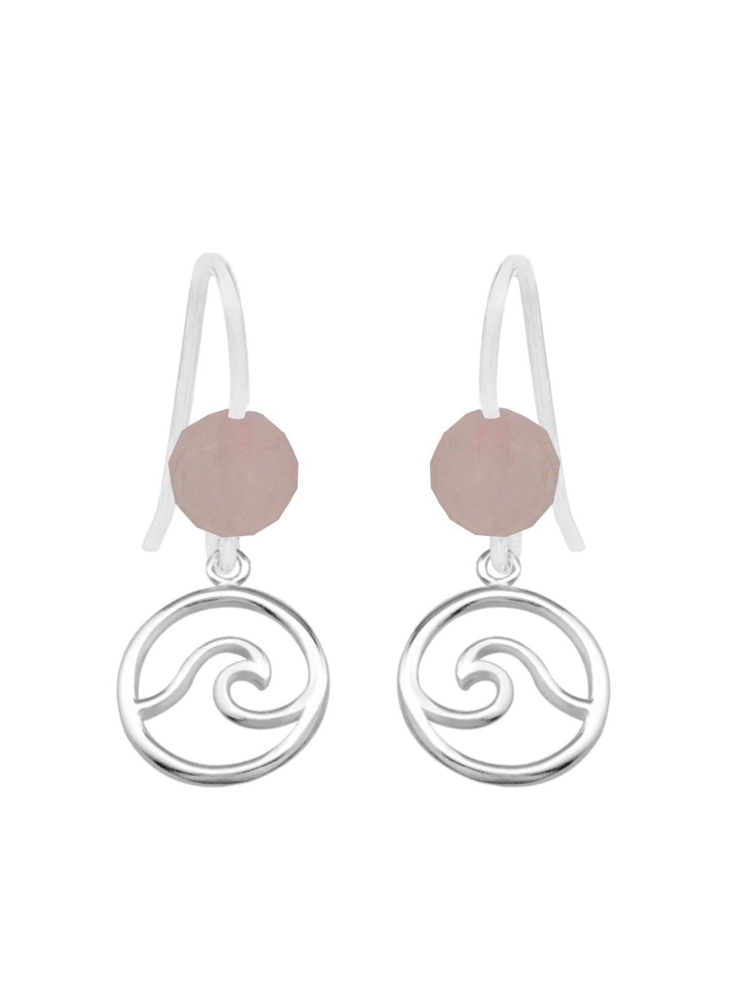 Ocean Wave Rose Quartz Facet Minimalist Earrings Love Britty