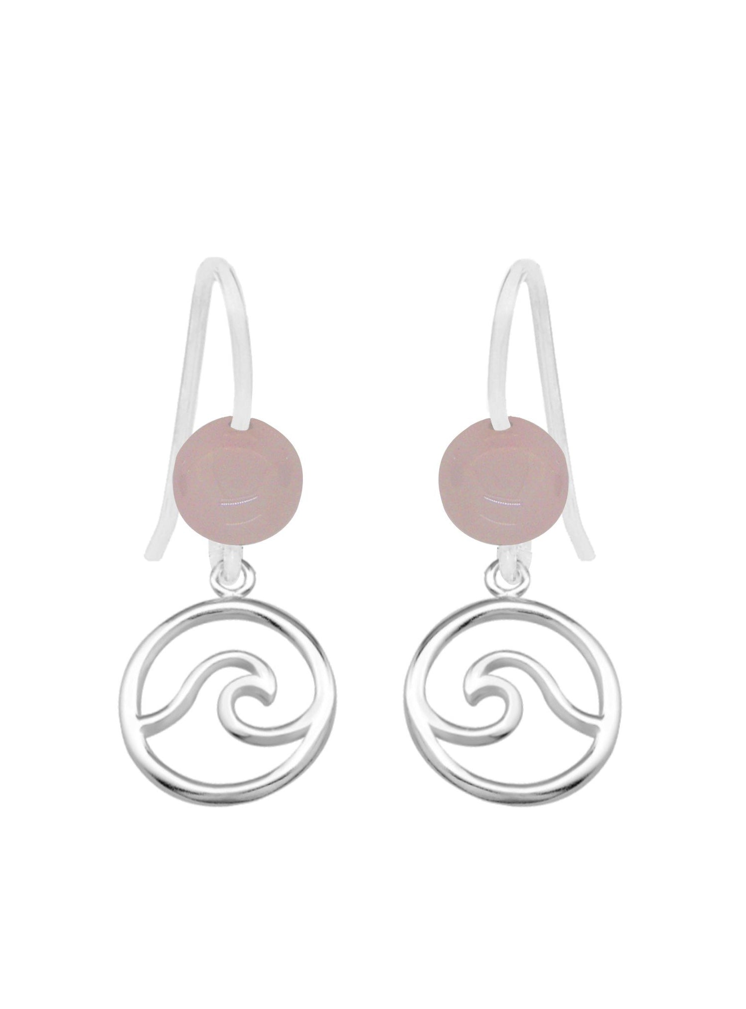 Ocean Wave Rose Quartz Minimalist Earrings Love Britty