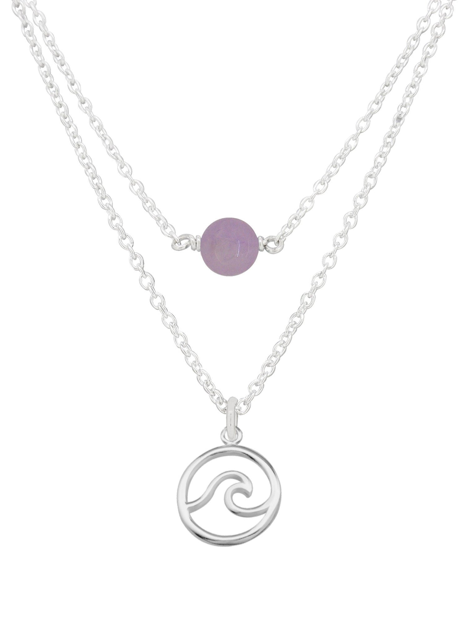 Ocean Wave Lavender Amethyst Minimalist Layered Necklace Love Britty