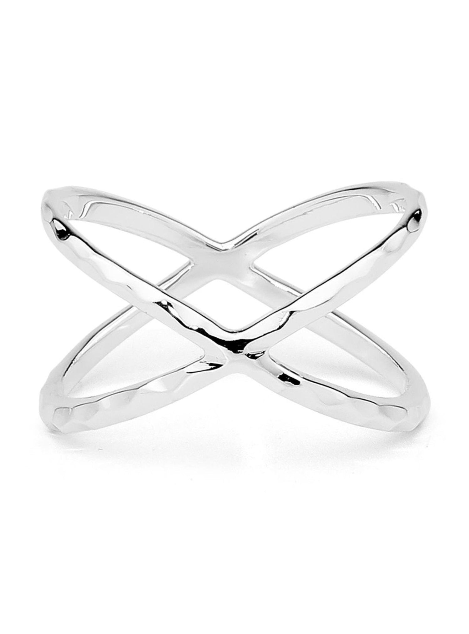 Criss Crossed X Orbital Ring in Sterling Silver