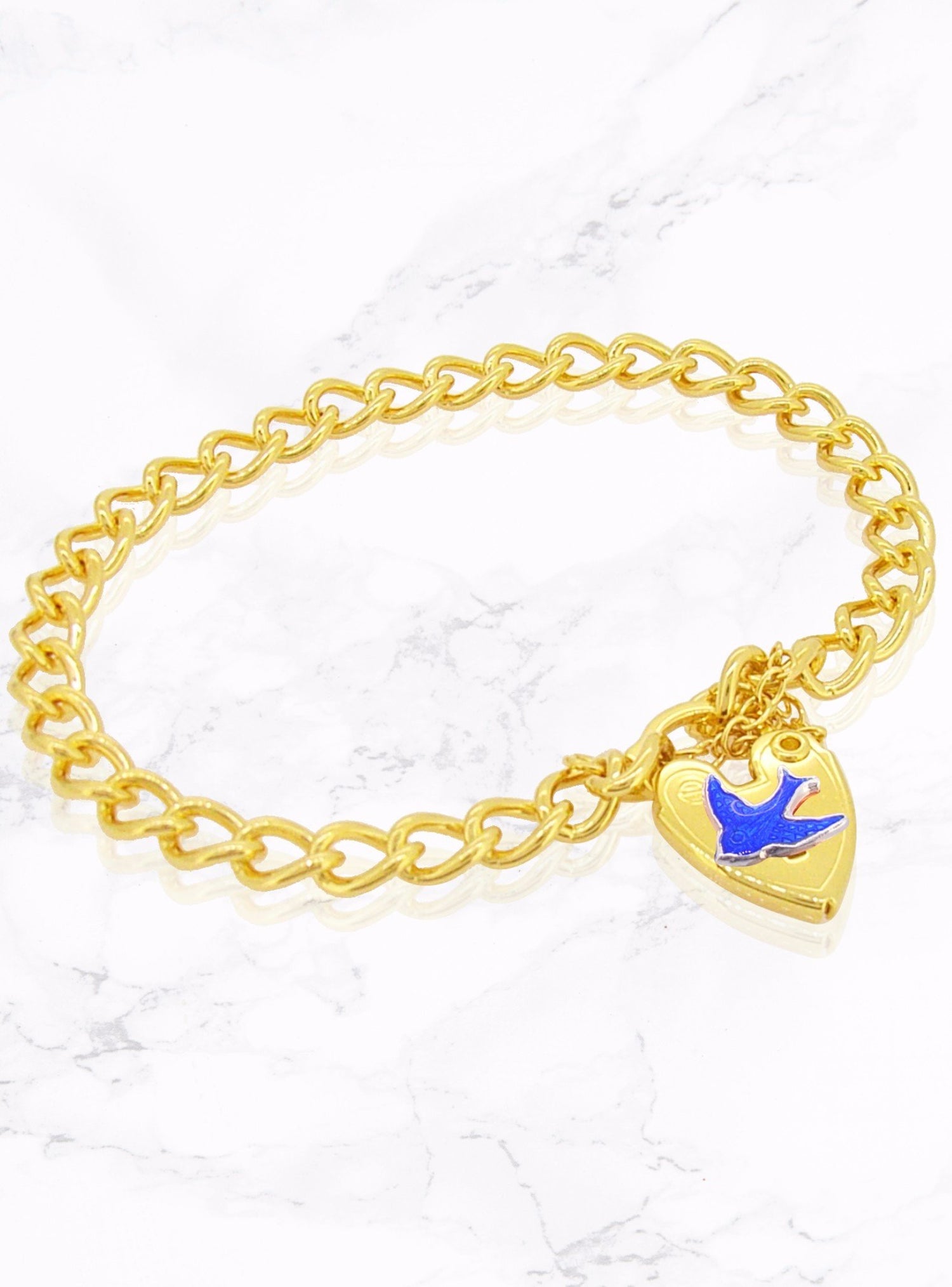Gold Plated Bluebird of Happiness Padlock Bracelet