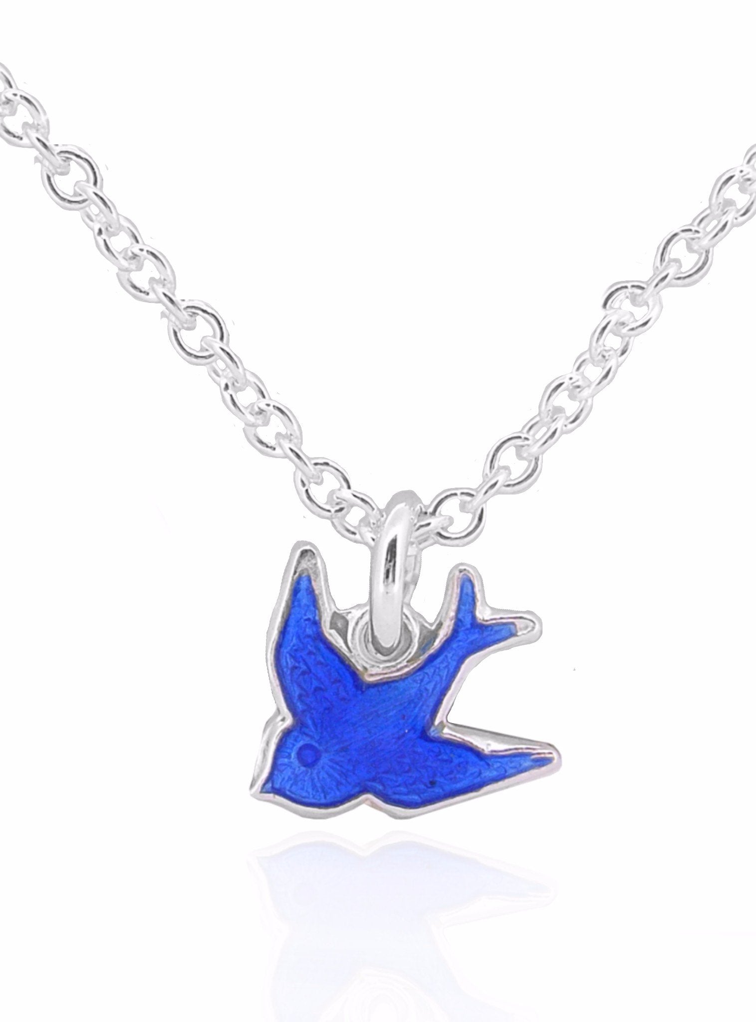 Bluebird of Happiness Love Heart Charm Necklace and Earrings Set