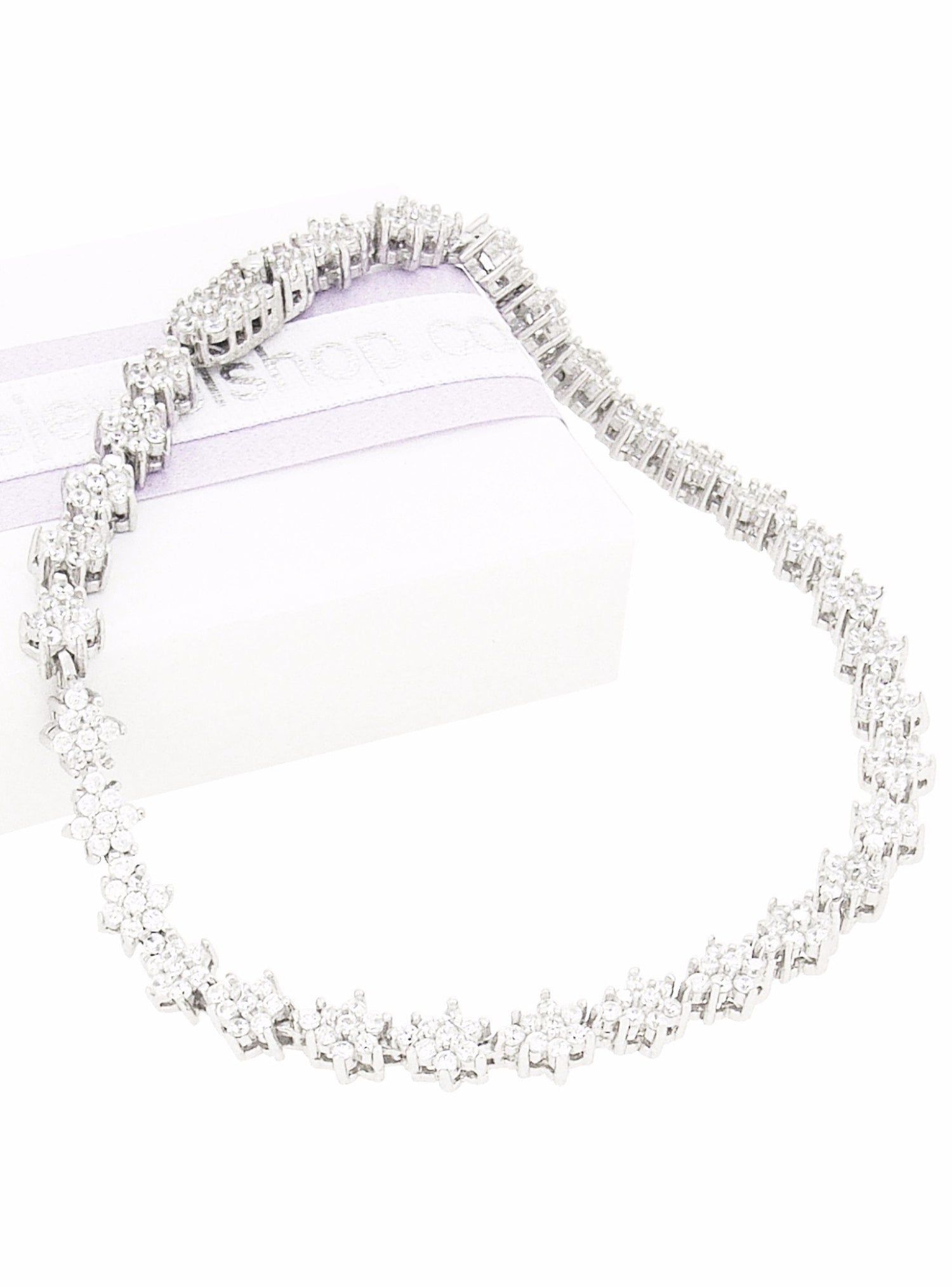 Chloe Flower Cz Tennis Bracelet in Sterling Silver