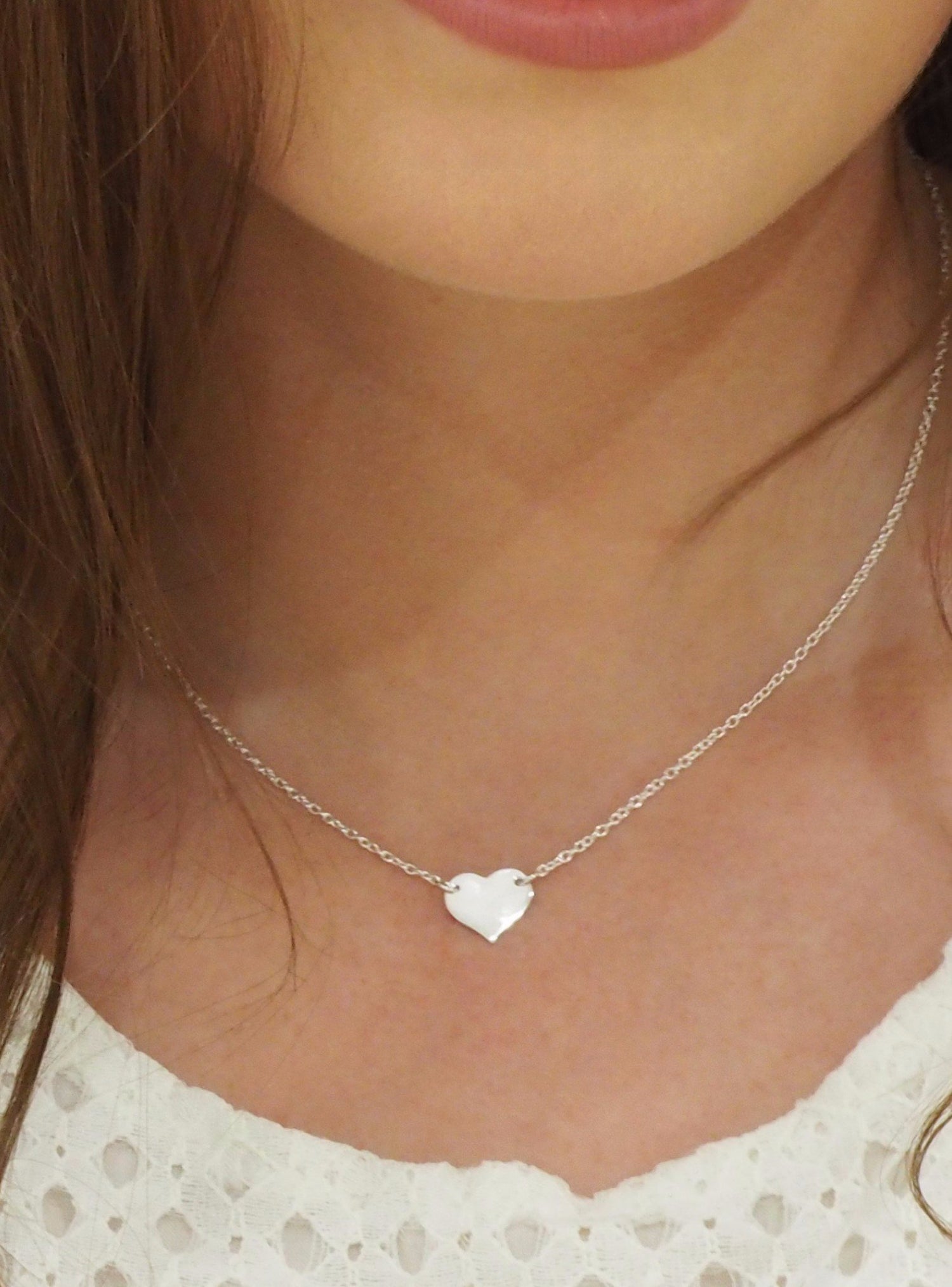 Minimalist Sweet Love Heart Tag Charm Necklace