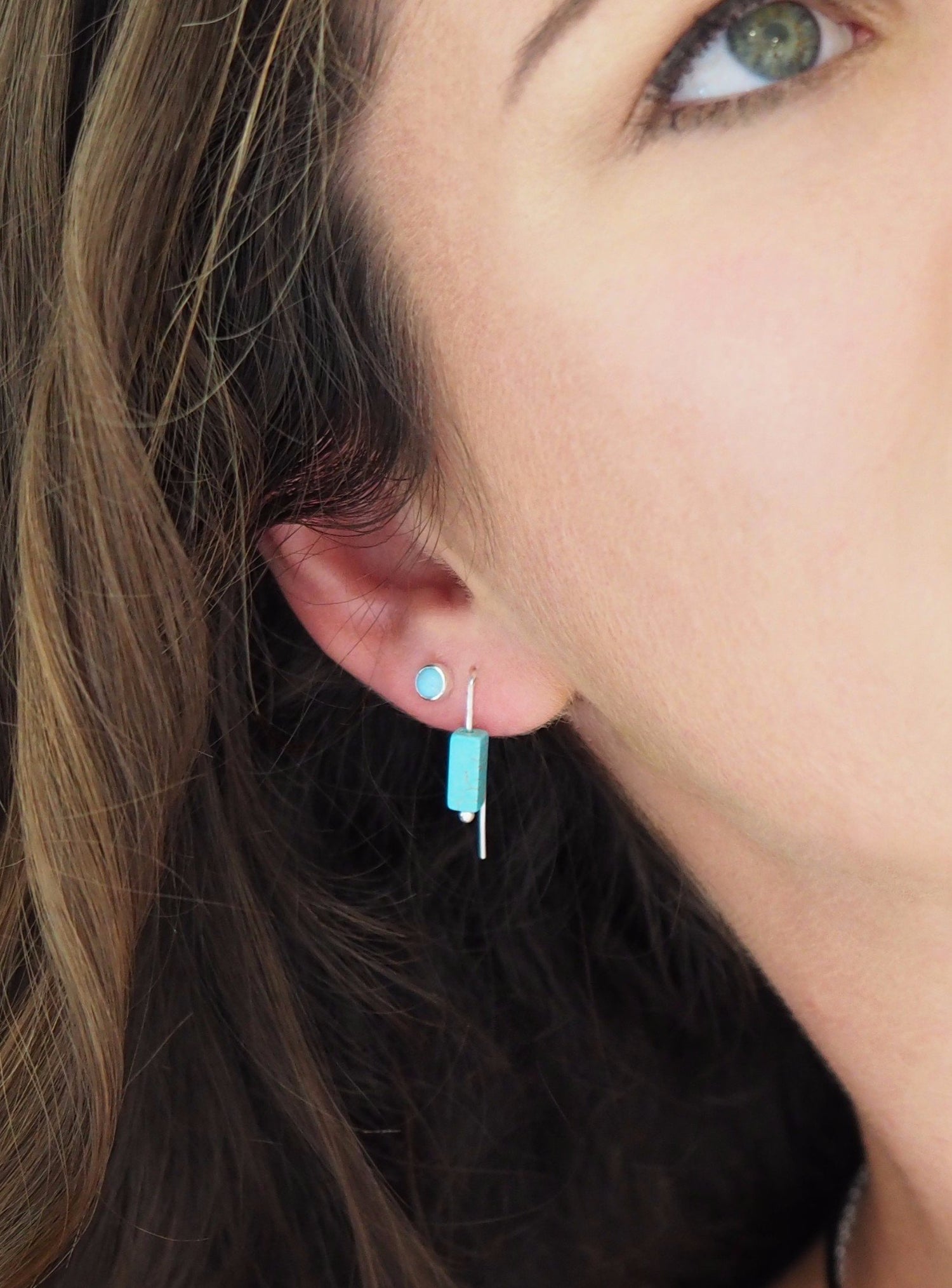 Love Britty Rectangle Seaside Earrings in Sterling Silver