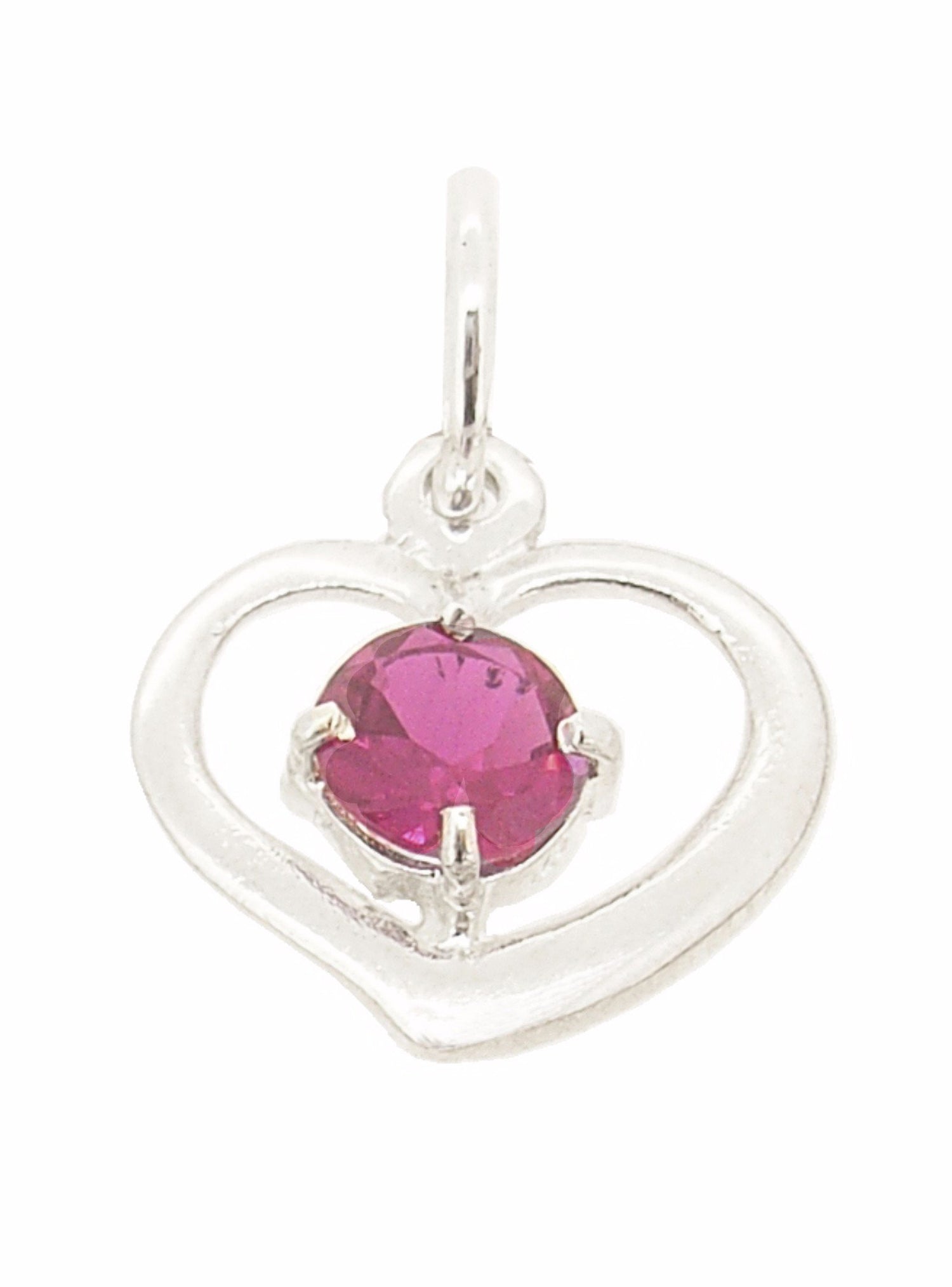 Birthstone Love Heart Charm Pendant in Sterling Silver