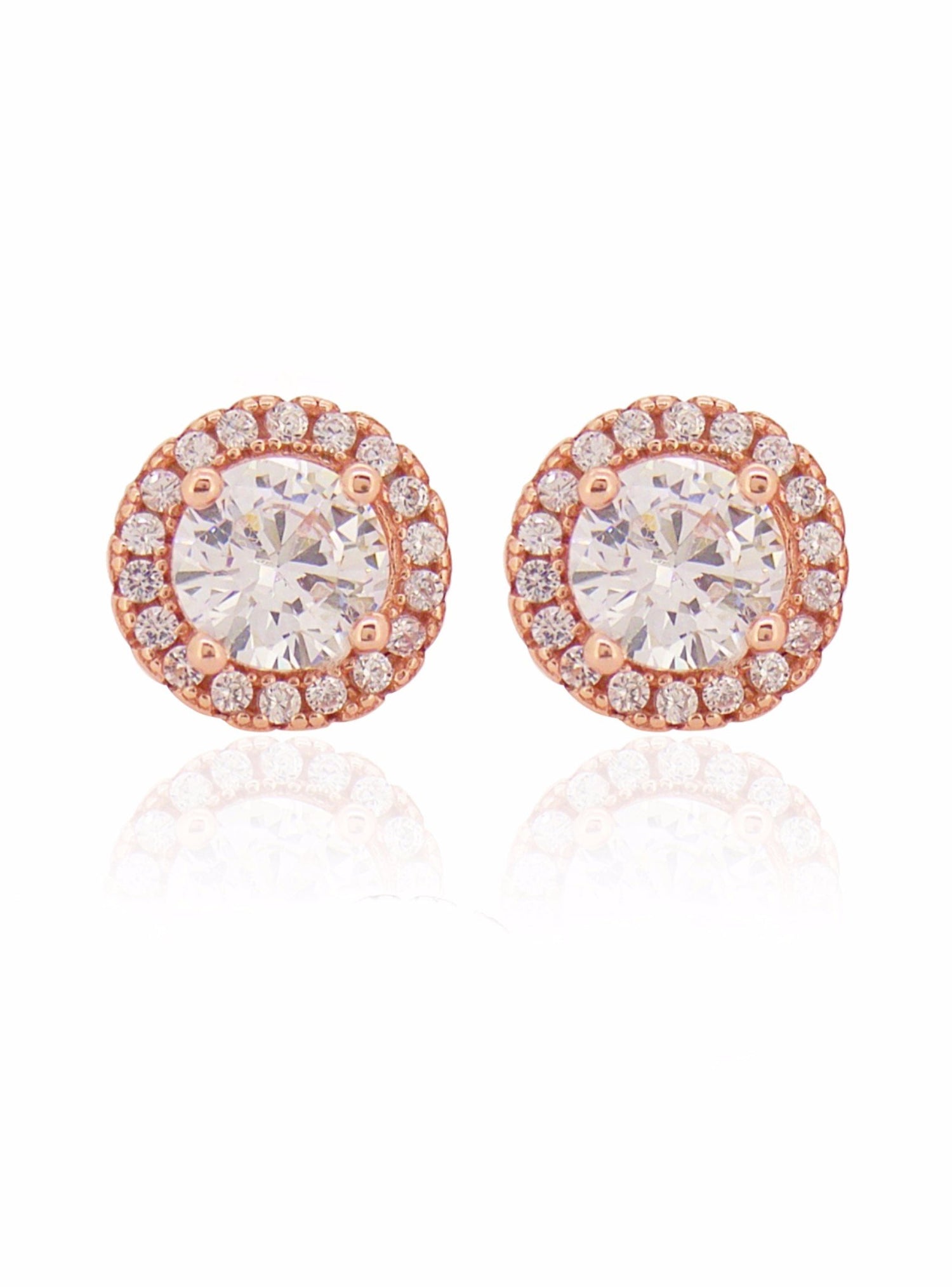 Scarlett Halo Cluster Cz Earrings in Rose Gold