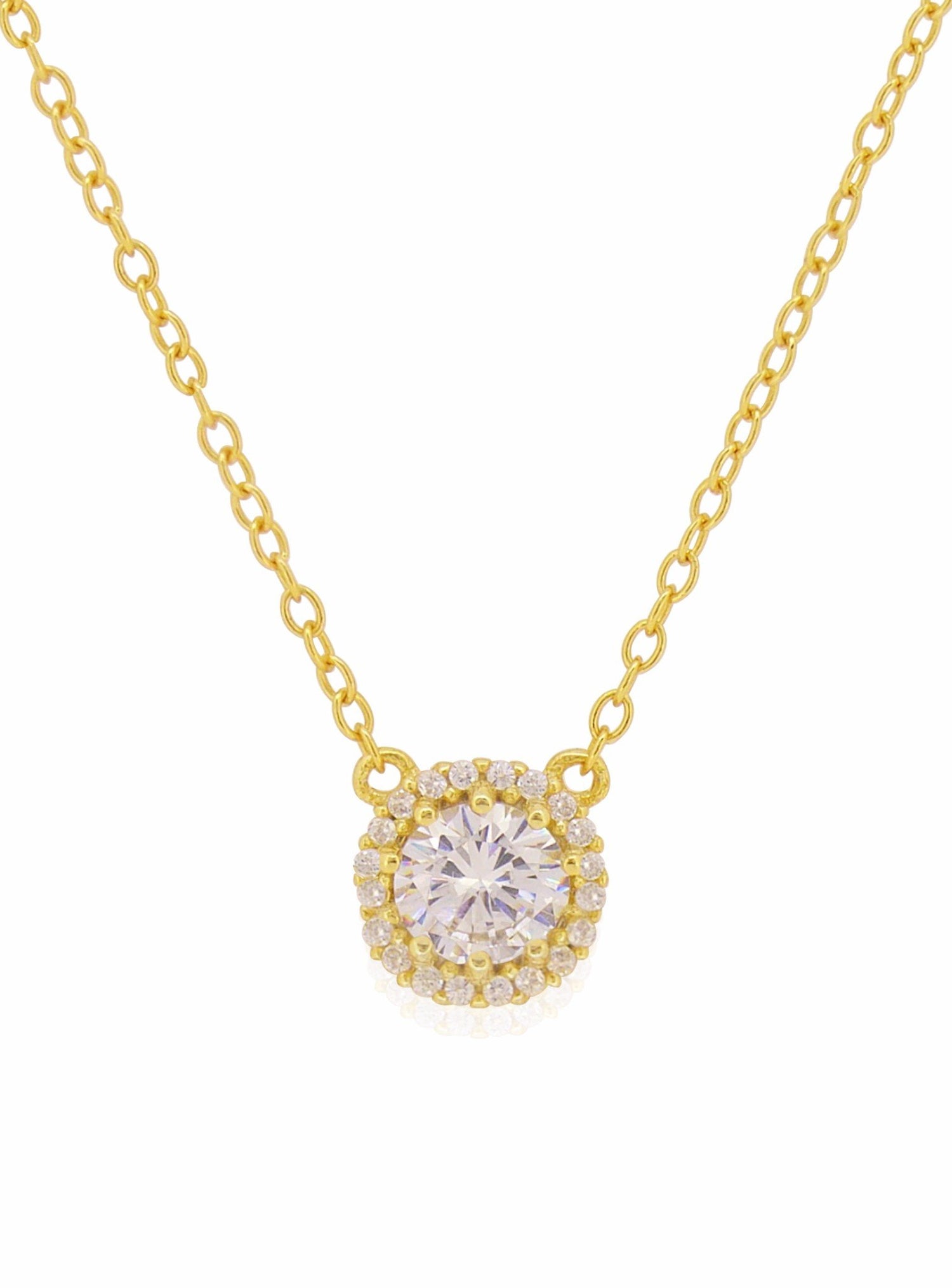 Scarlett Halo Cluster Cz Necklace in Gold