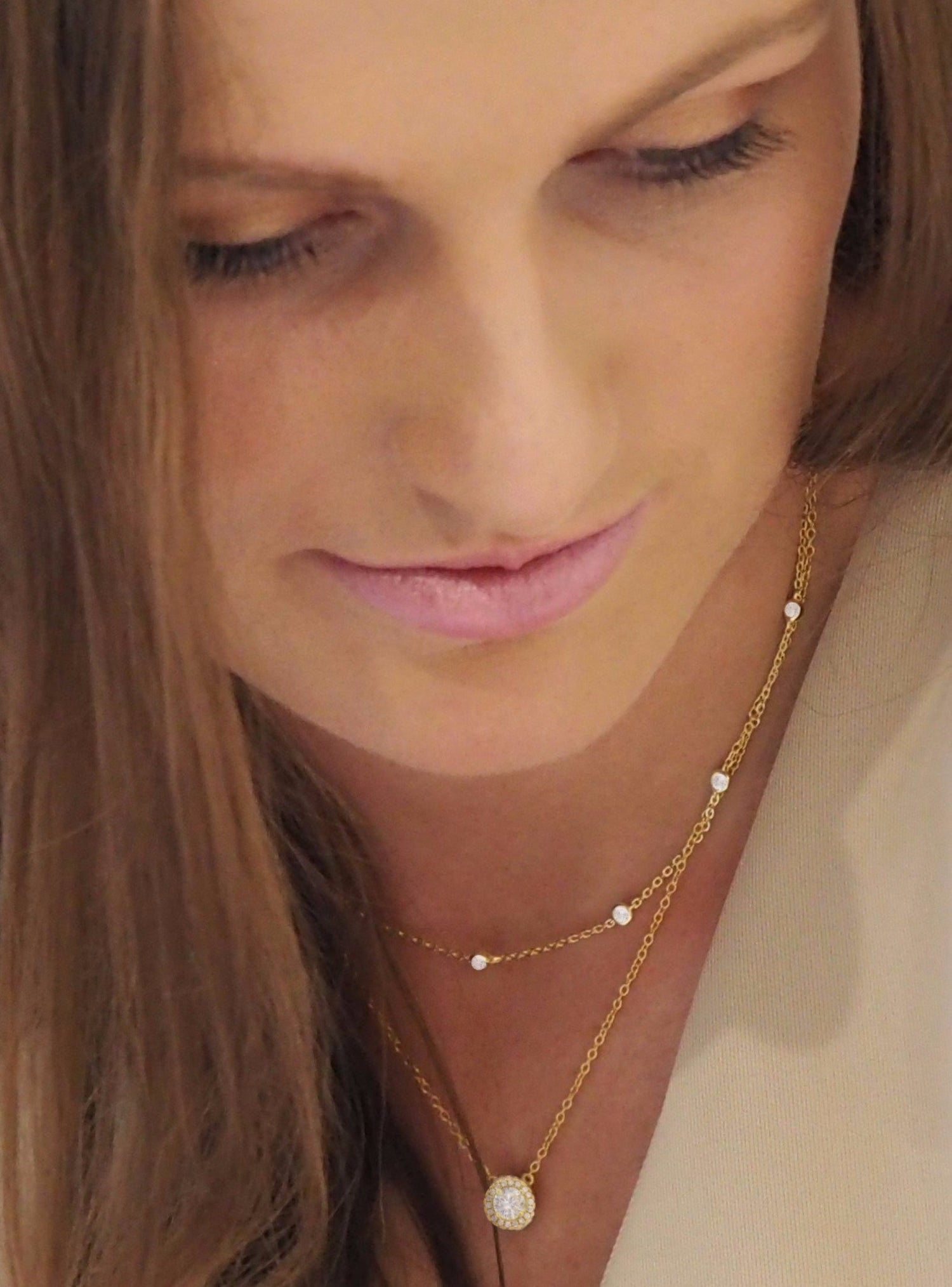 Scarlett Halo Cluster Cz Necklace in Gold