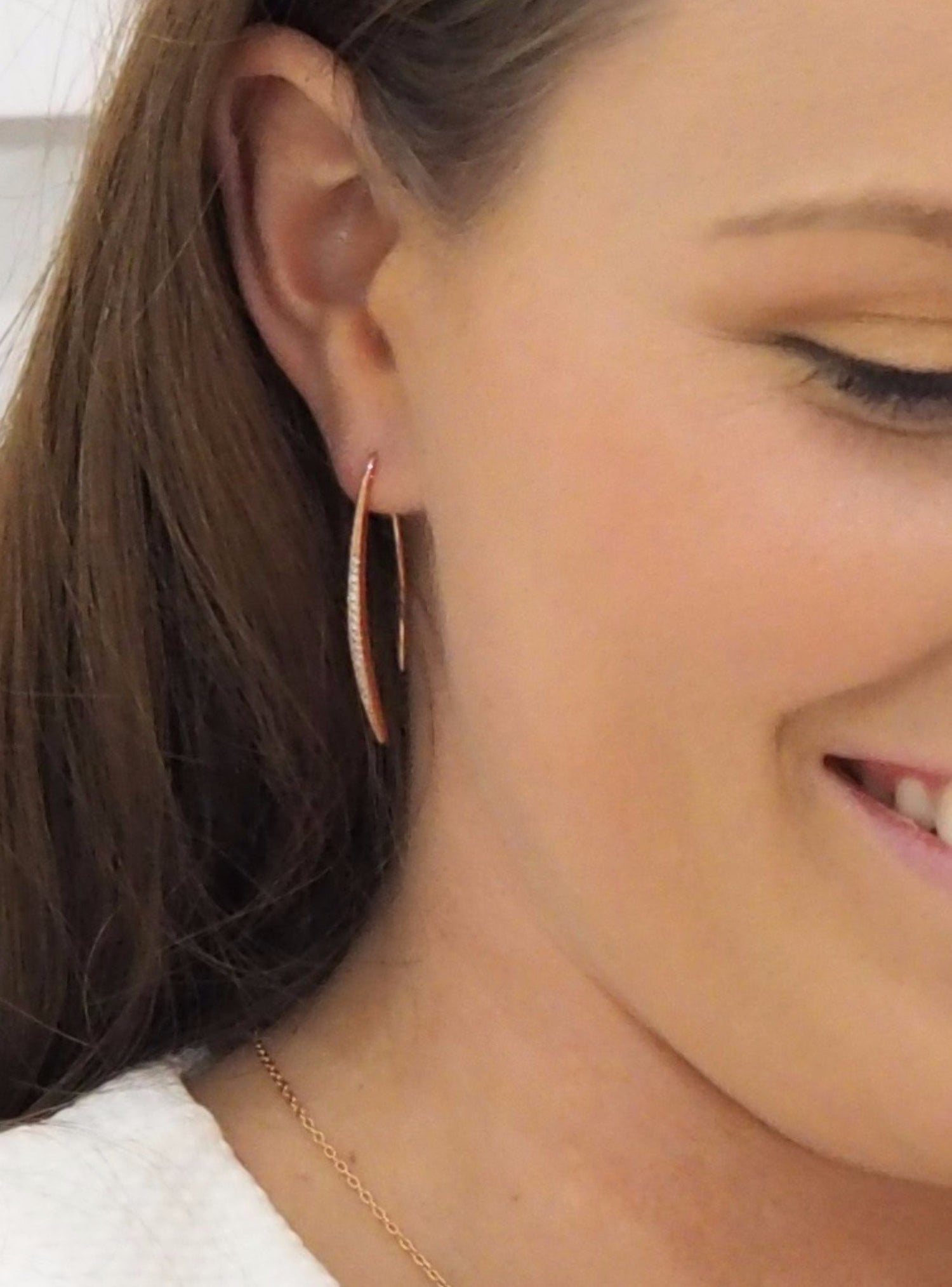 Adeline Cz Drop Bar Earrings in Rose Gold