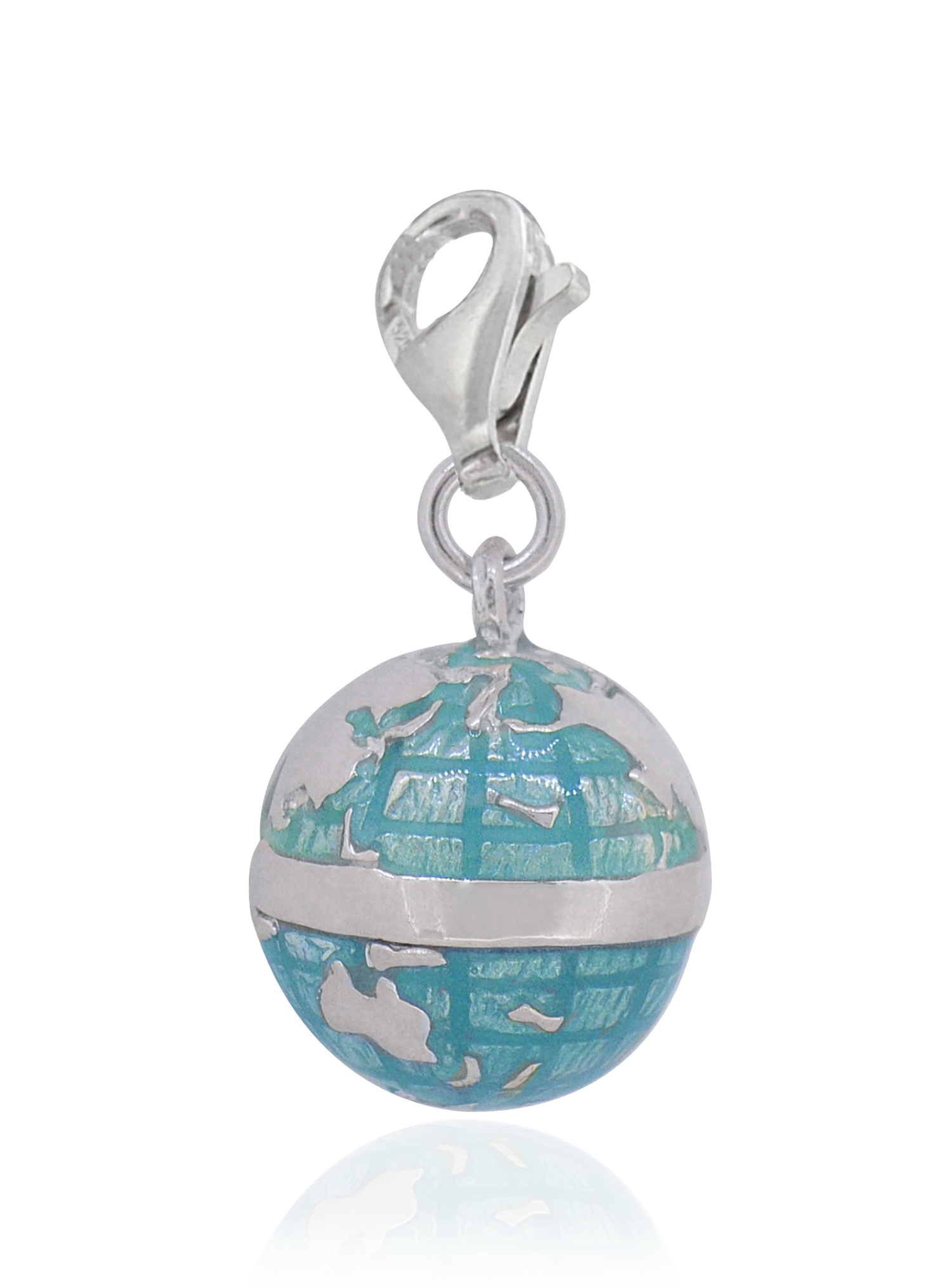 World Globe 3d Clip on Charm in Sterling Silver