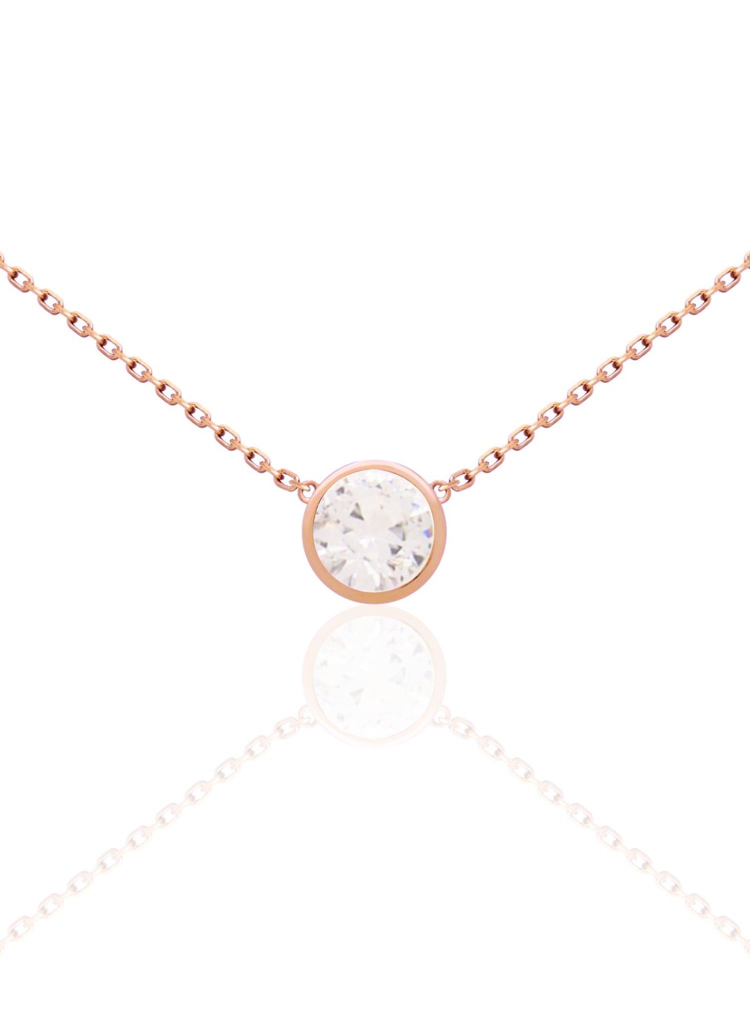 Taylor Cz Solitaire Necklace in Rose Gold