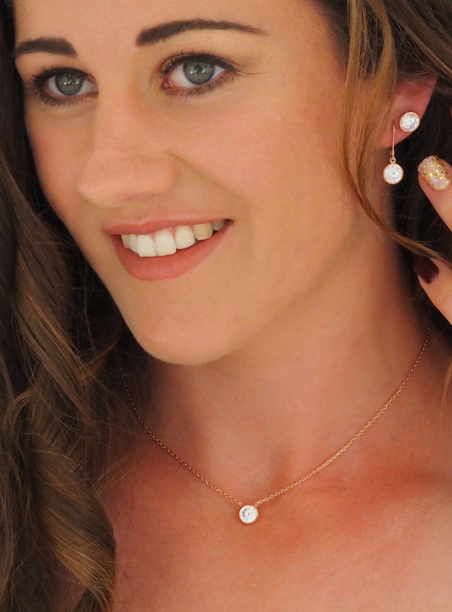 Taylor Cz Solitaire Necklace in Rose Gold