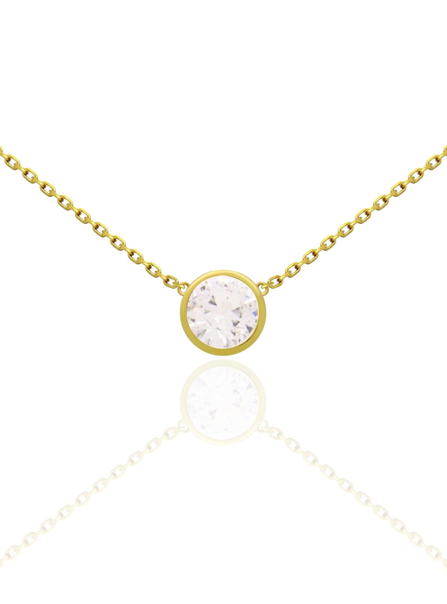 Taylor Cz Solitaire Necklace in Gold