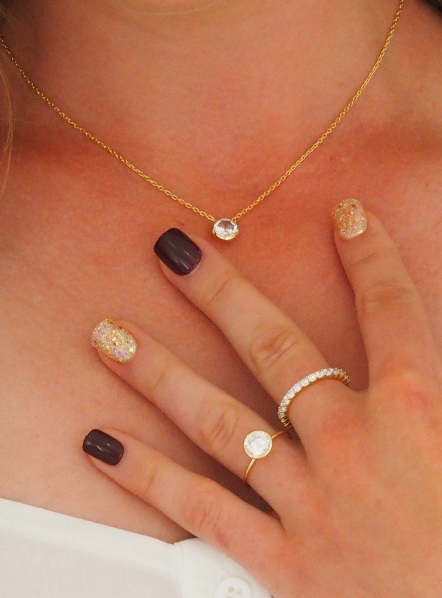 Taylor Cz Solitaire Necklace in Gold