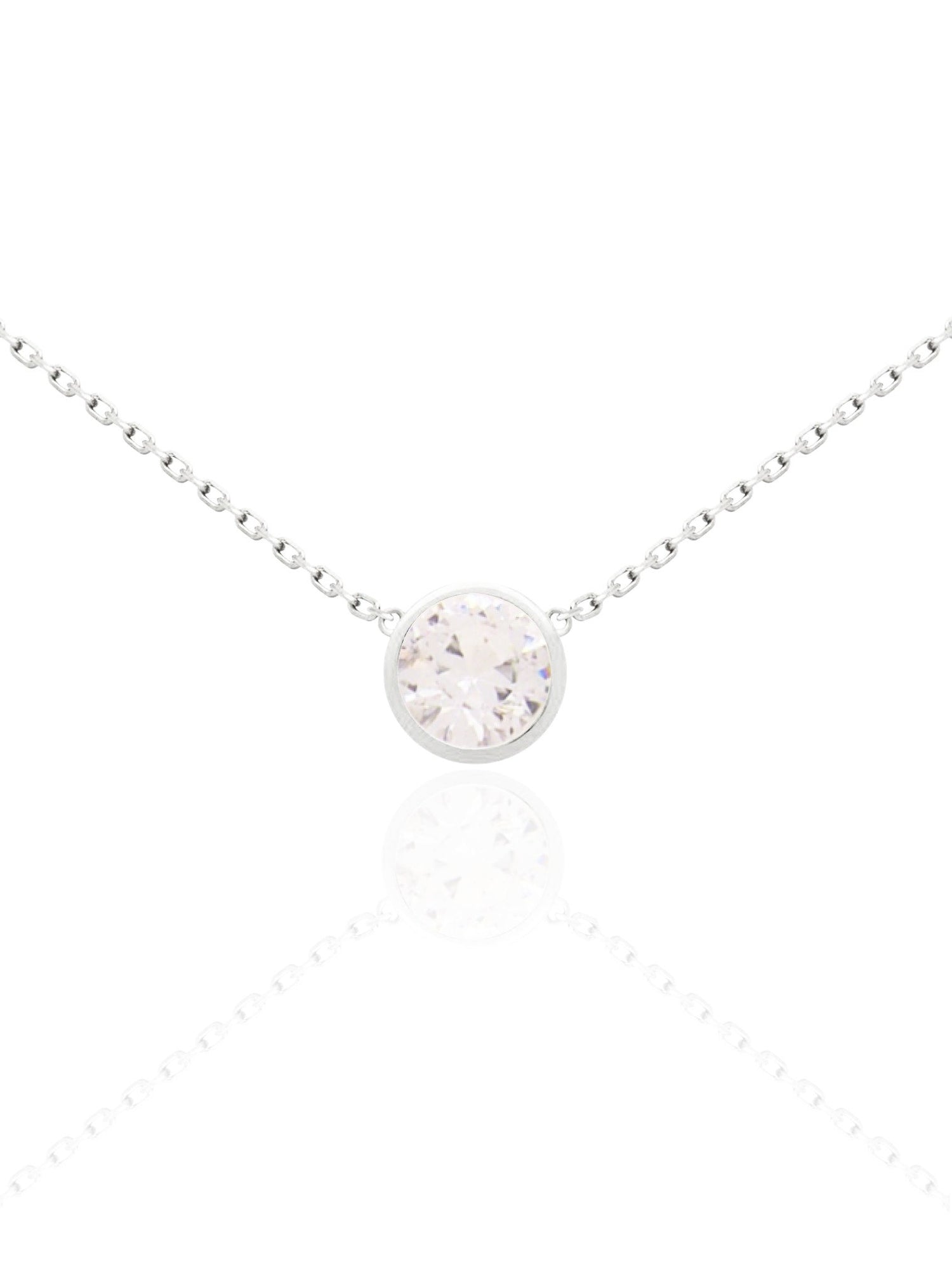 Taylor Cz Solitaire Necklace in Sterling Silver