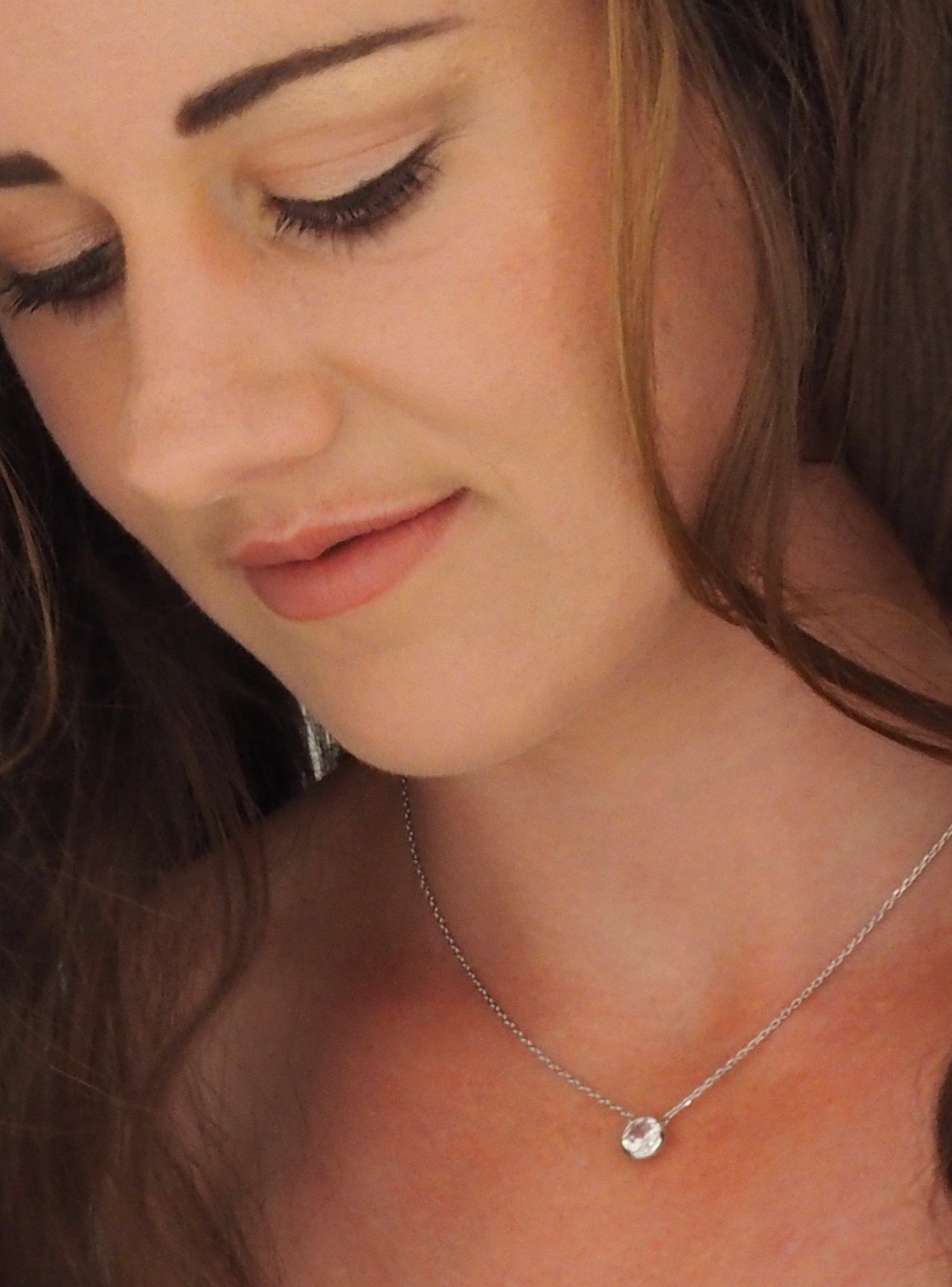 Taylor Cz Solitaire Necklace in Sterling Silver