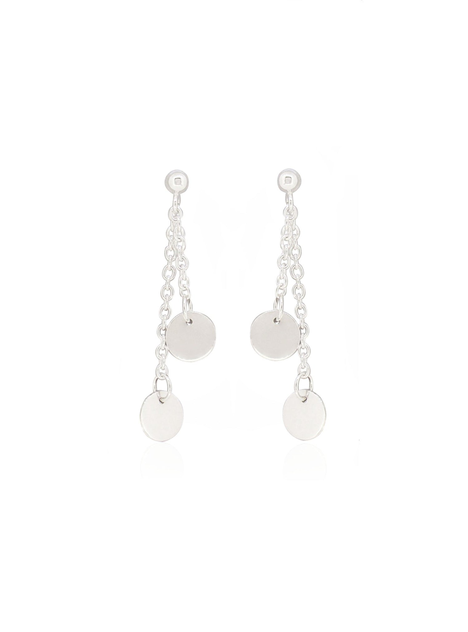 Mini Coin Tag Charm Earrings in Sterling Silver