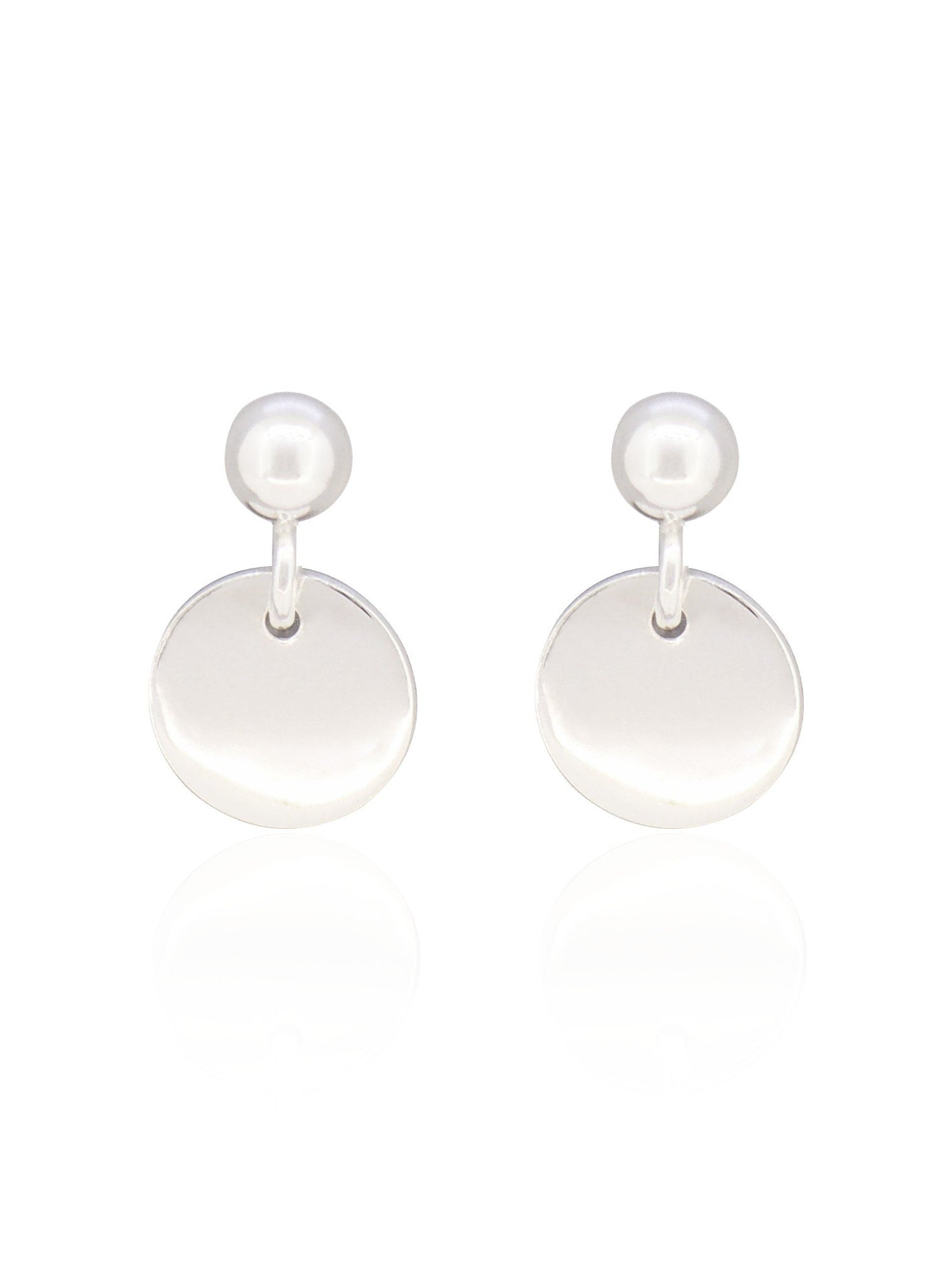 Mini Coin Tag Ball Stud Earrings in Sterling Silver