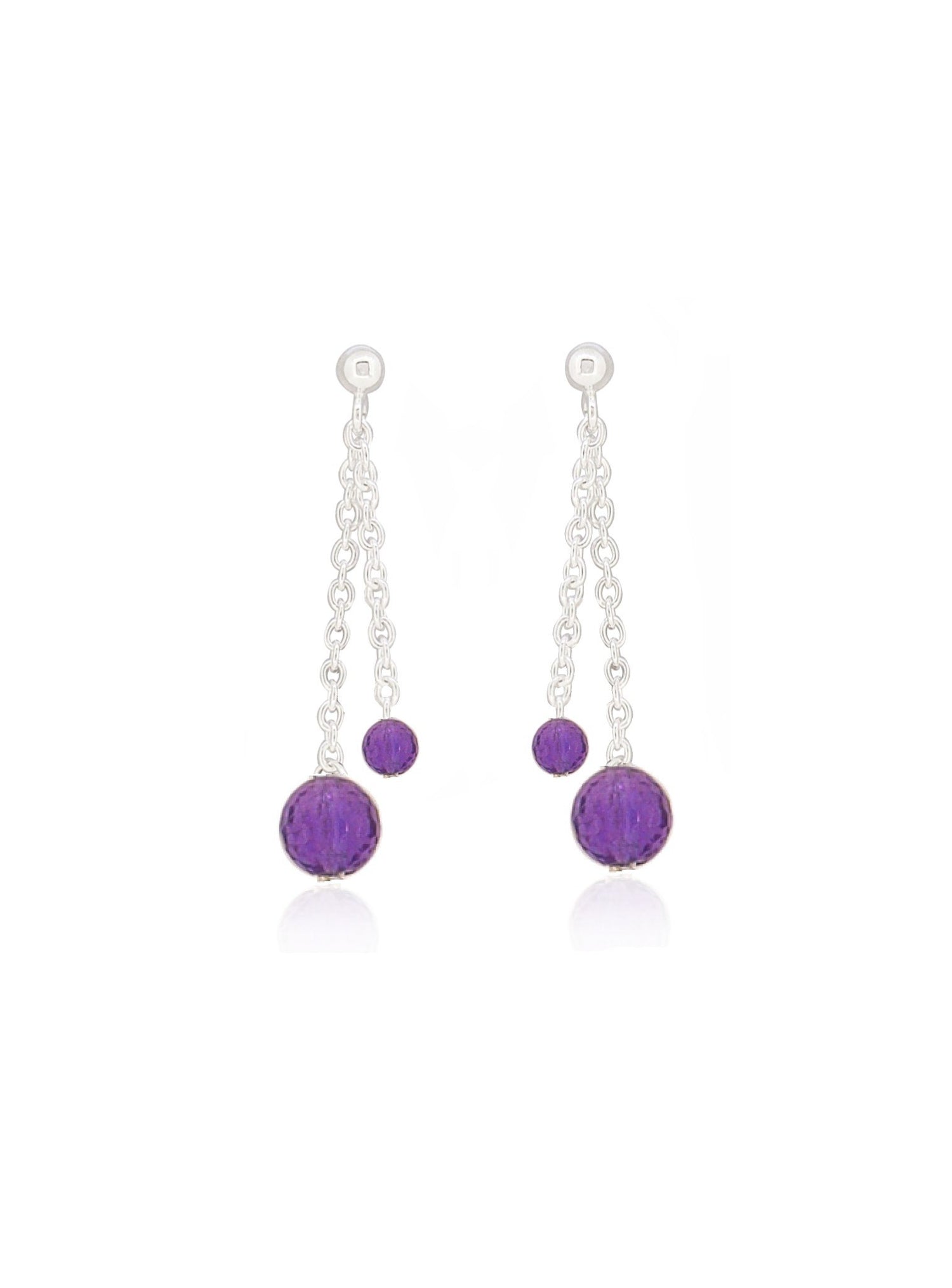 Amethyst Drop Earrings in Sterling Silver