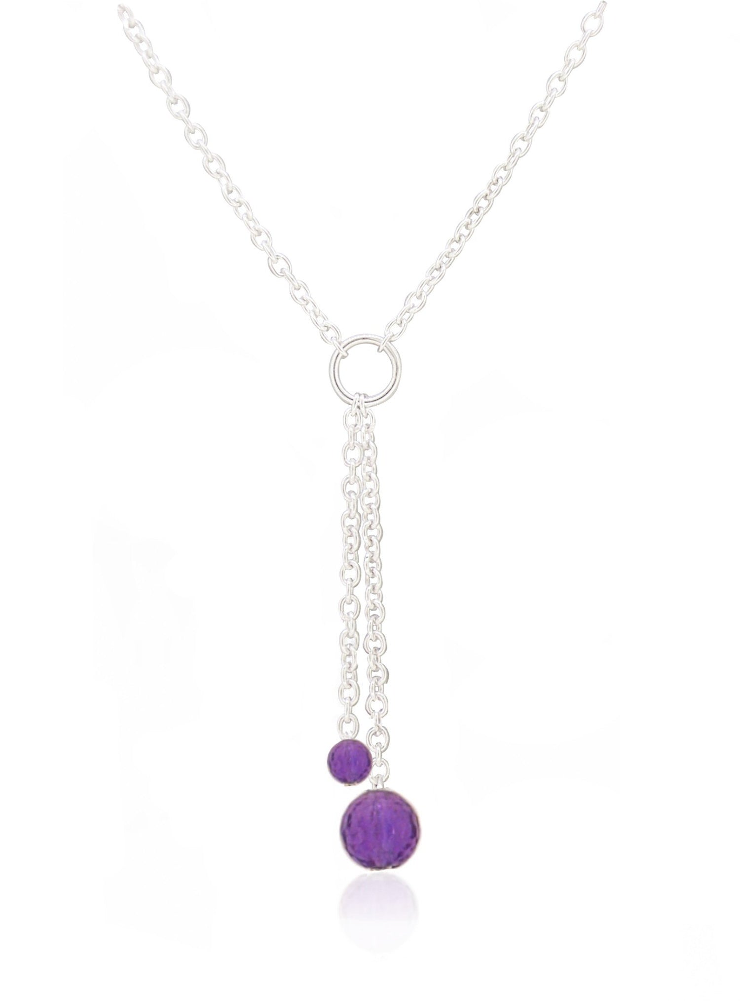 Amethyst Drop Necklace in Sterling Silver