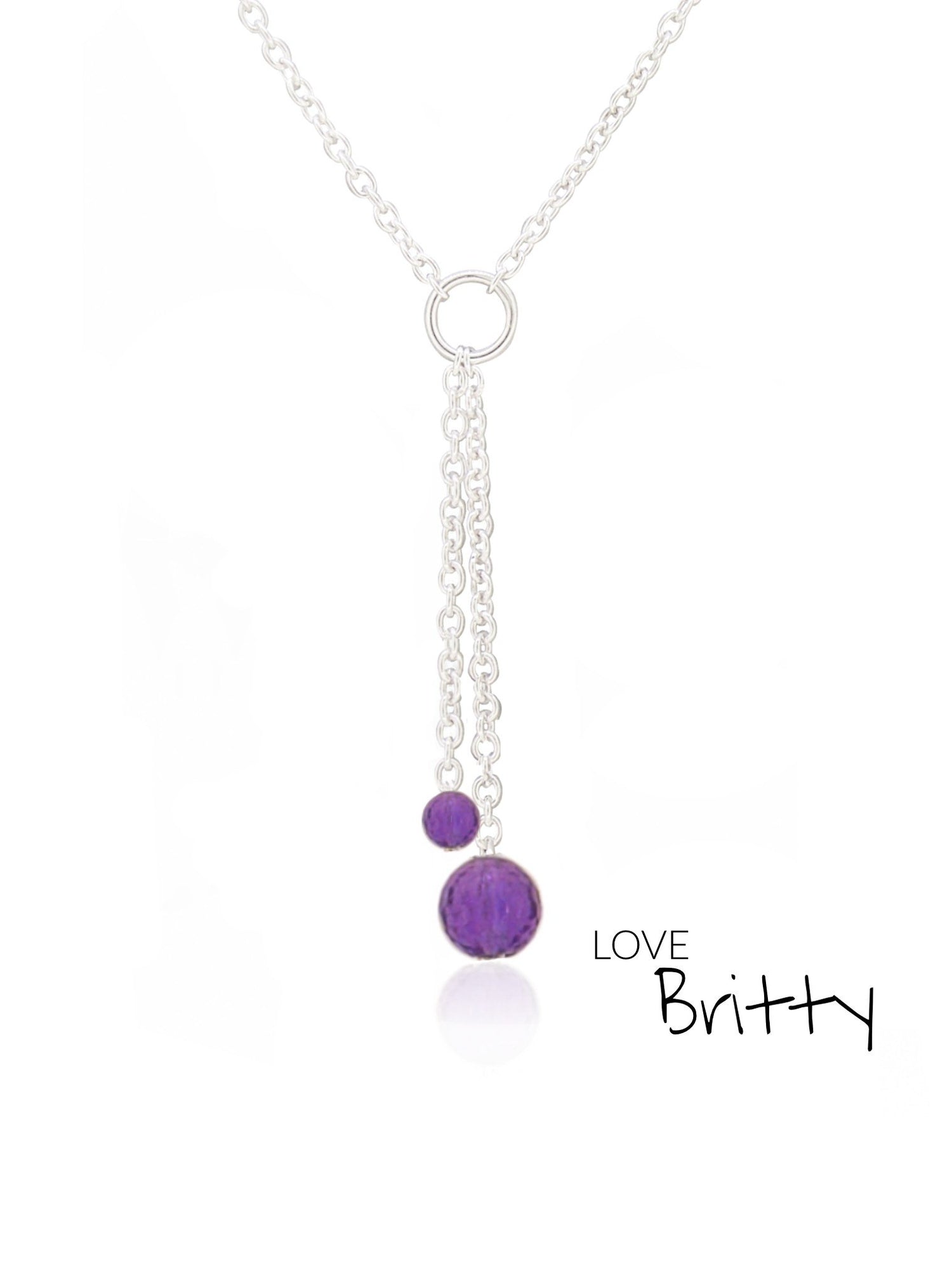 Amethyst Drop Necklace in Sterling Silver