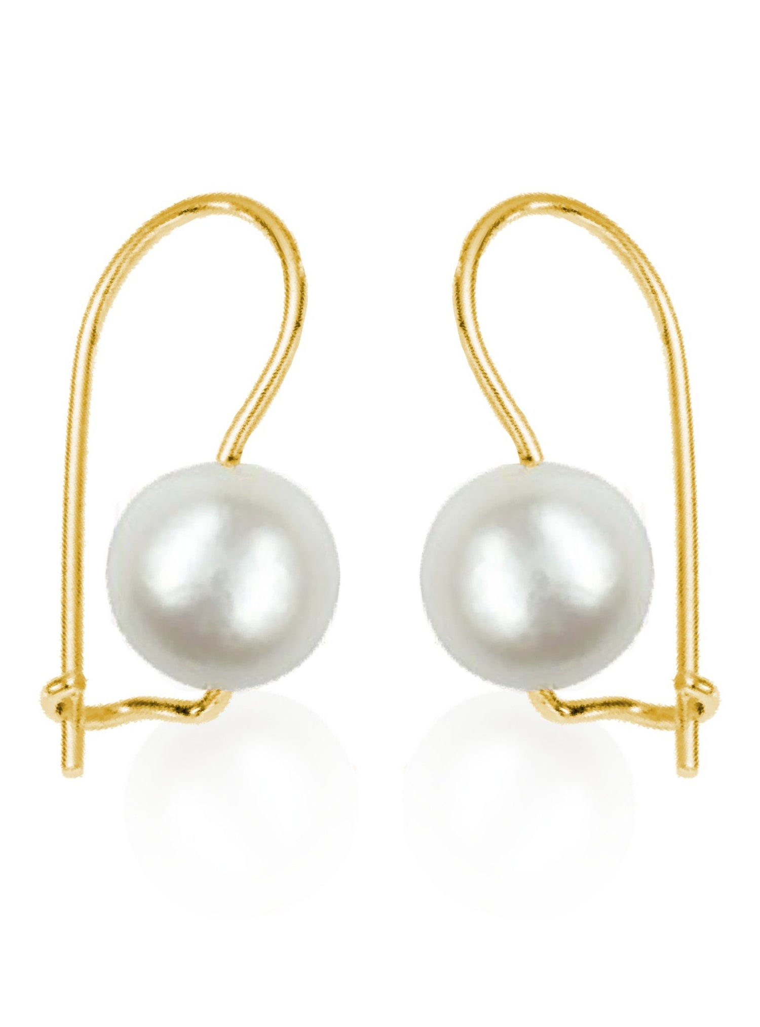Euroball 13mm Freshwater Pearl Earrings in 9ct Gold