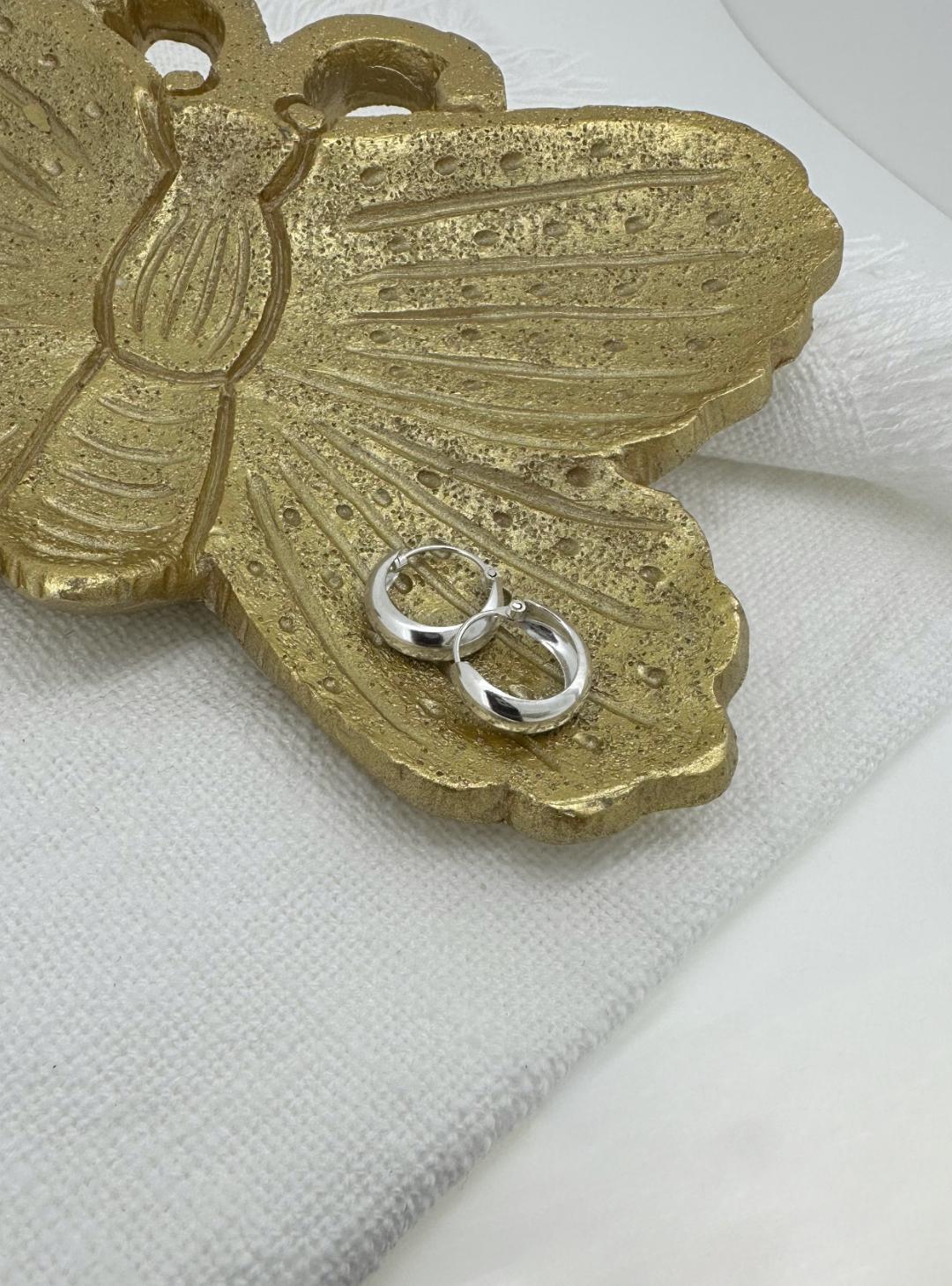 Small Huggie Hoop Earrings in Sterling Silver