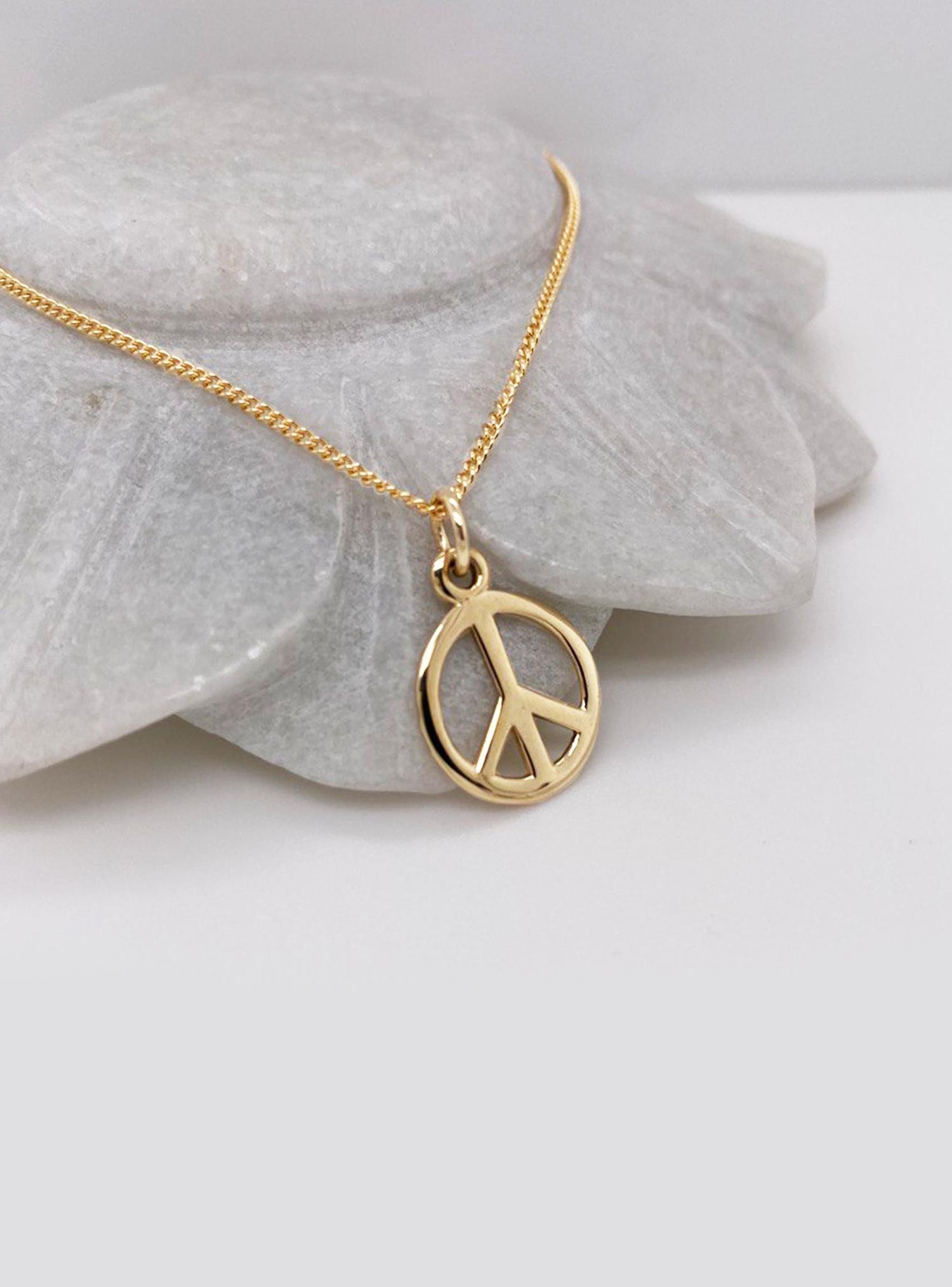 Solid Peace Sign Symbol Charm 15mm Pendant in 9ct Gold