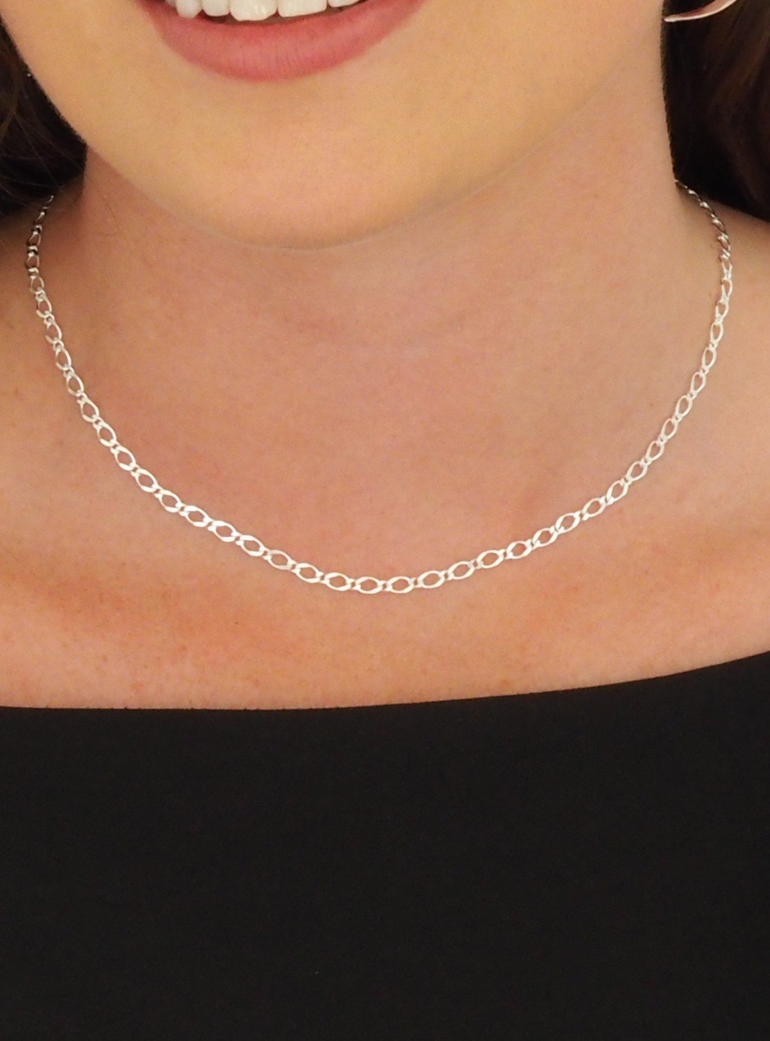 Reagan Curb Figaro Necklace Chain in Sterling Silver