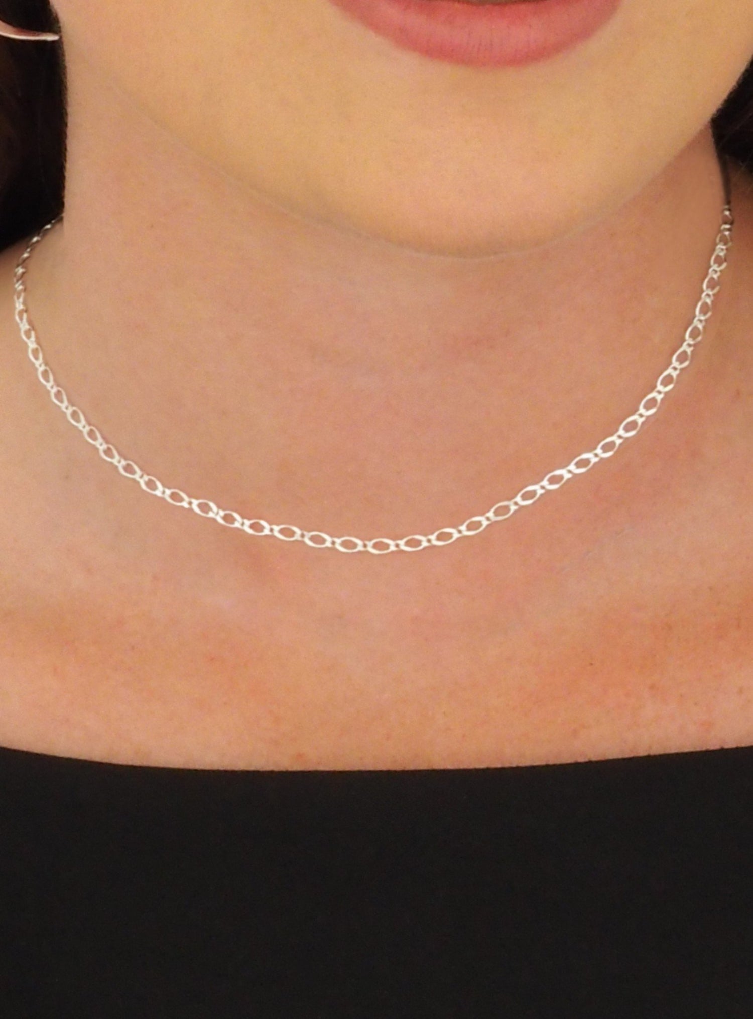 Reagan Small Figaro Necklace Chain in Sterling Silver