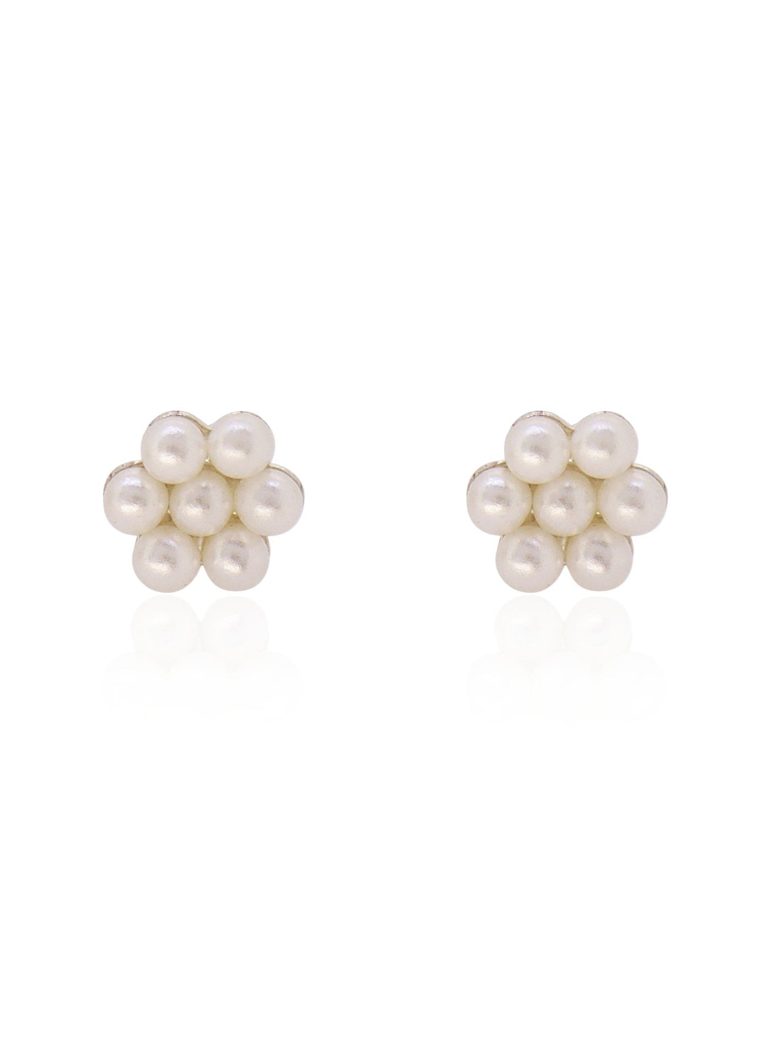 Coco Pearl Flower Stud Earrings in Sterling Silver