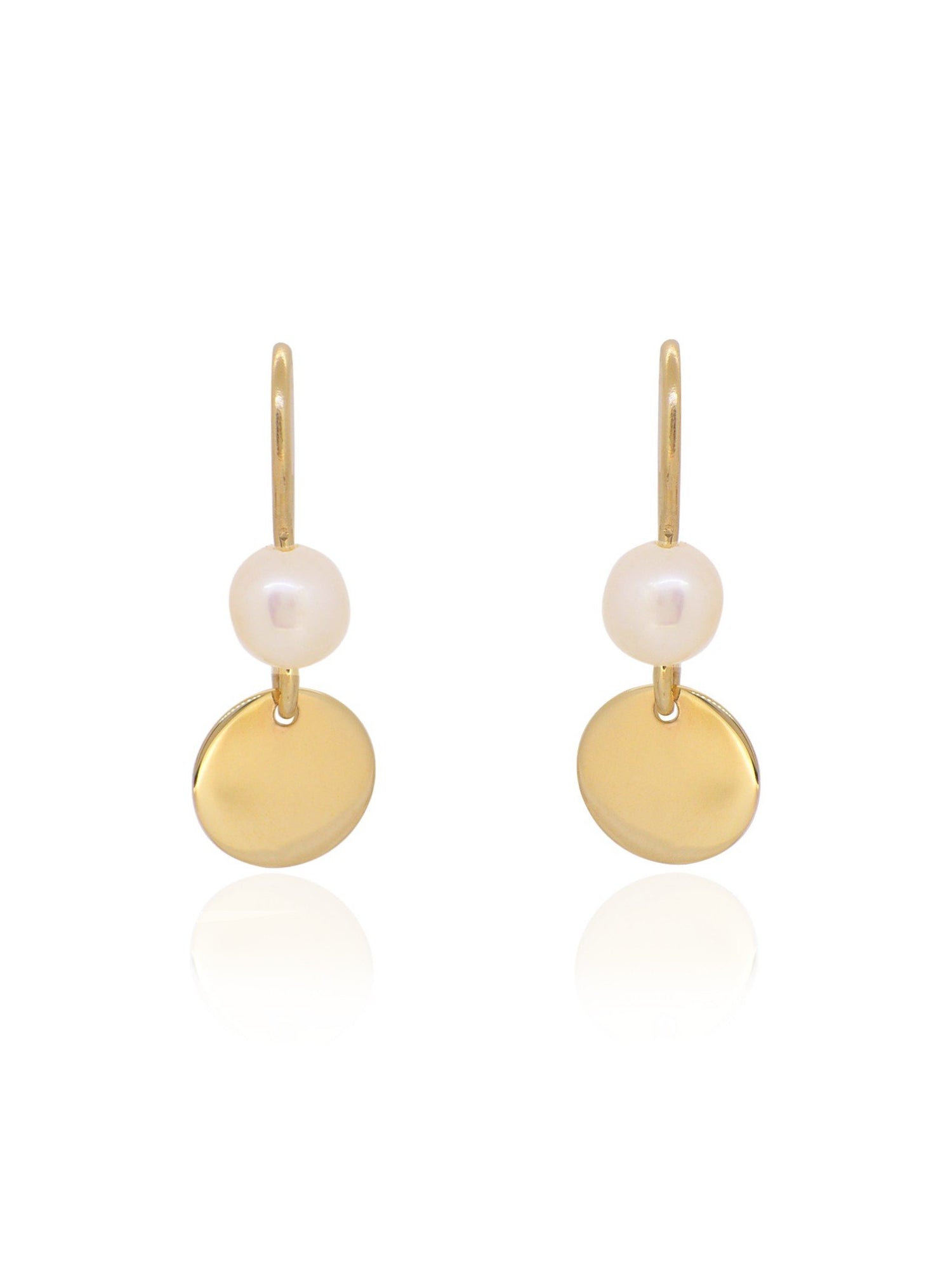 Coco Coin Tag Pearl Hook Earrings in 9ct Gold