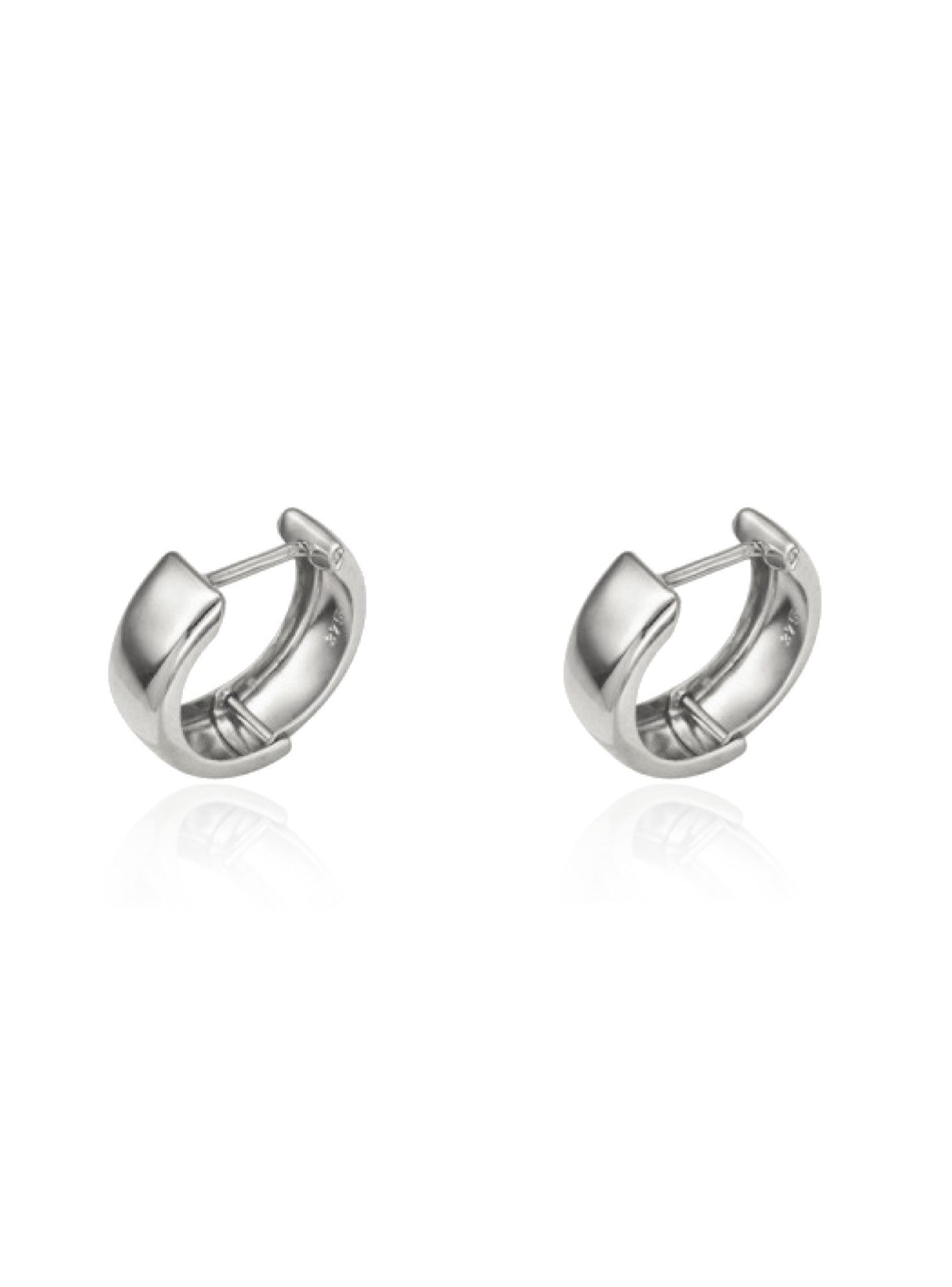Small Huggie Hoop Earrings in 9ct White Gold
