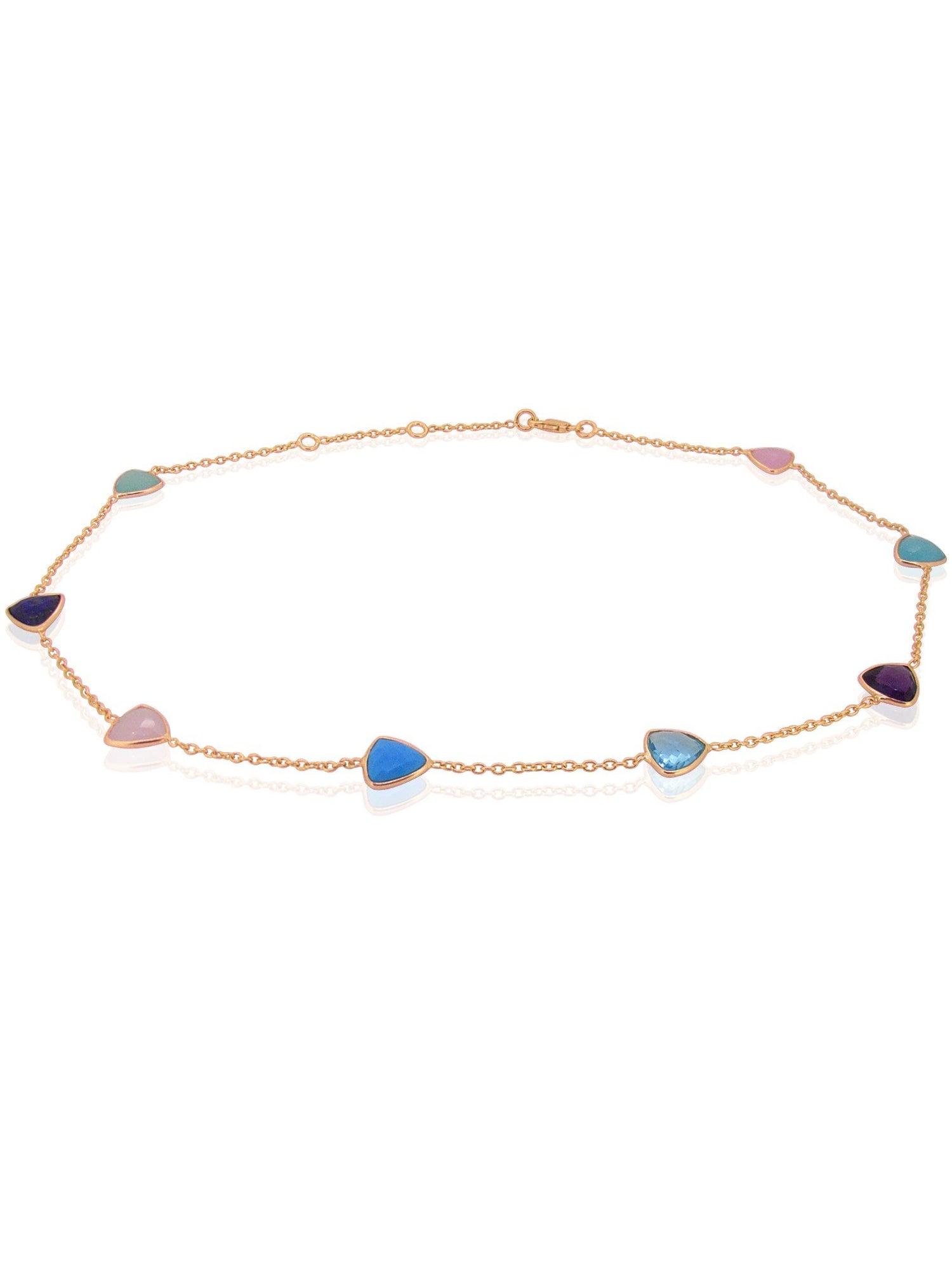 Multi Gemstone Necklace in Rose Gold