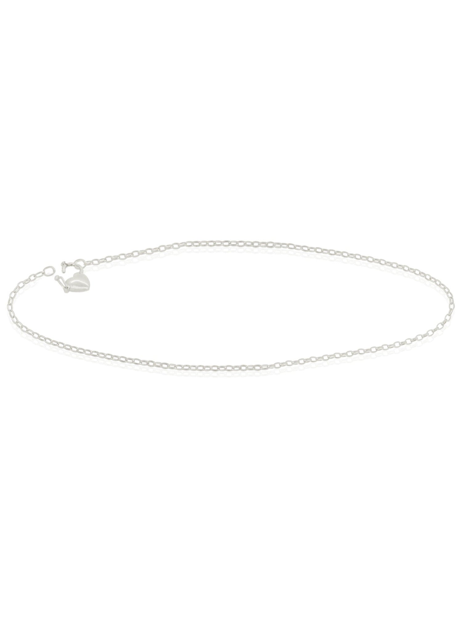 Oval Belcher Padlock Anklet in Sterling Silver